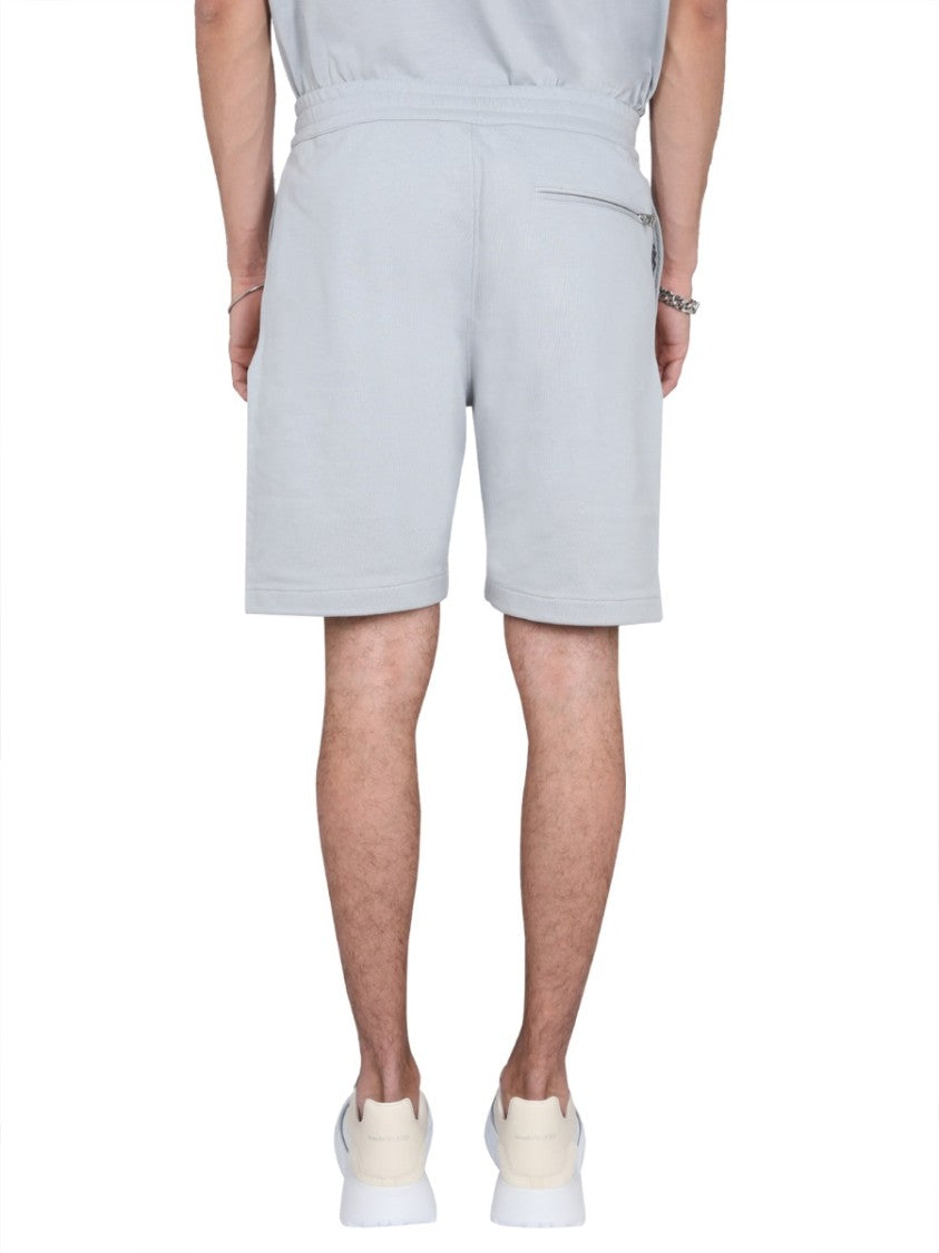 Bermuda Shorts With Graffiti Logo Print