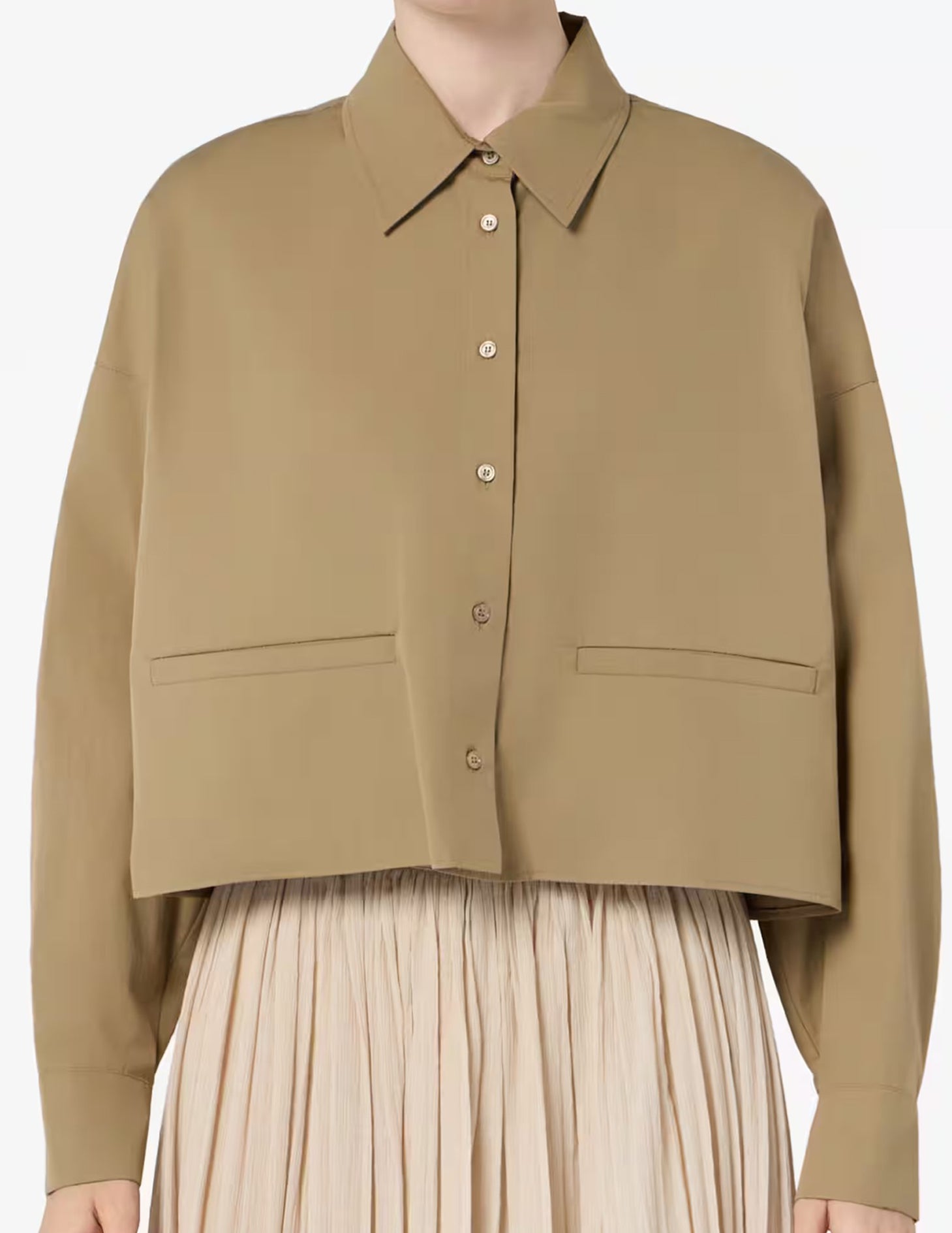 Cropped Brown Jacket with Classic Collar