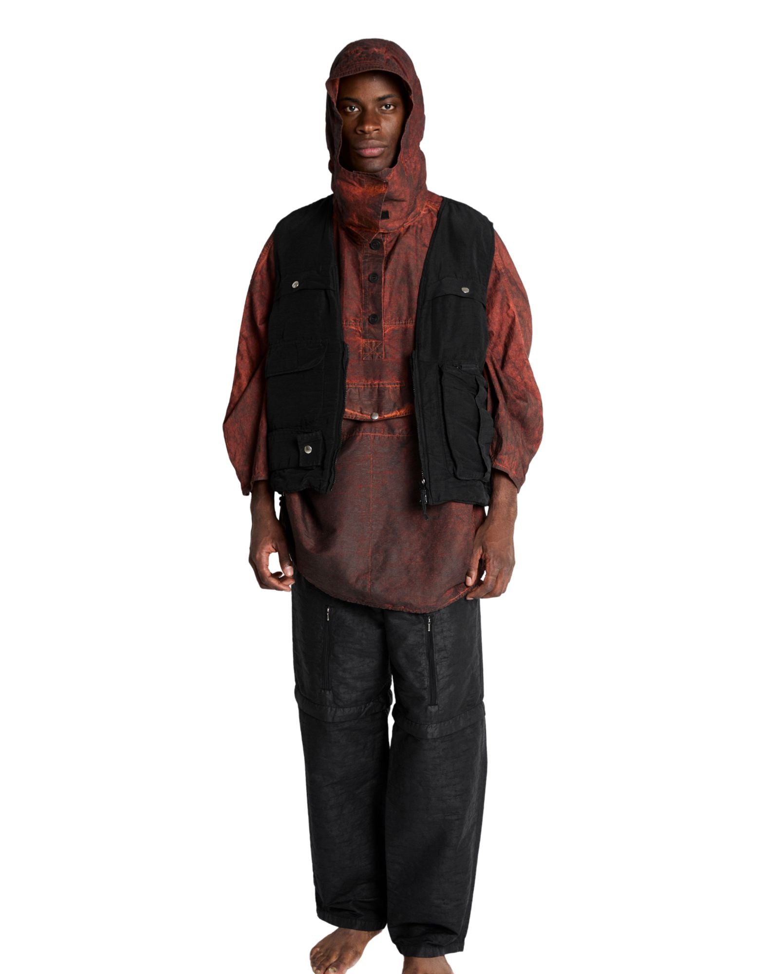 Black Hemp Blend Garment Dyed Fishing Vest