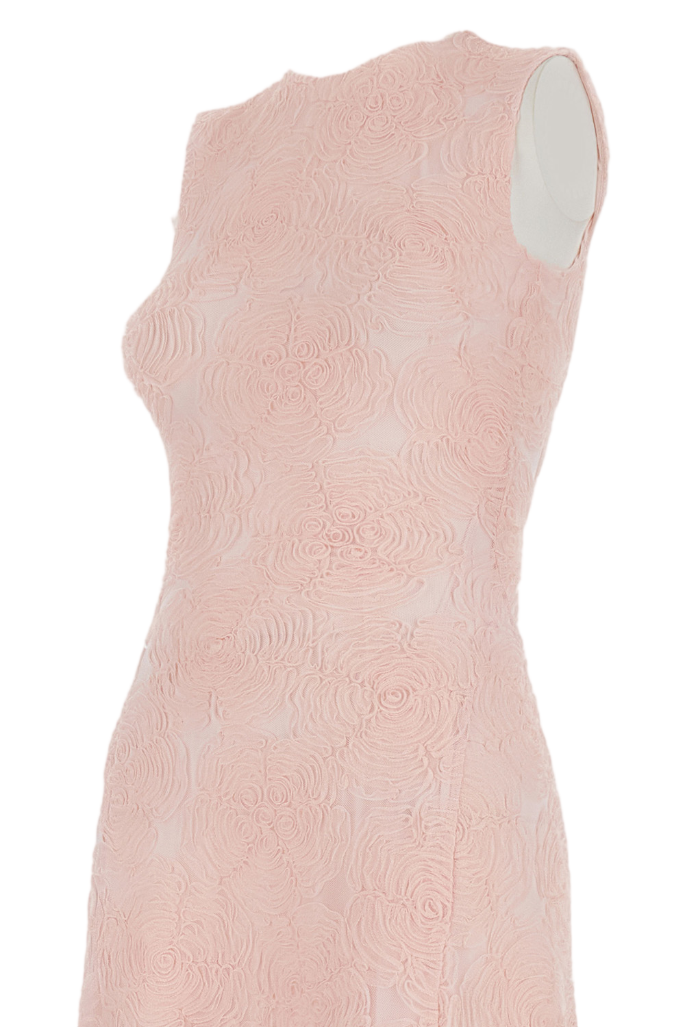 A-Line Pink Dress With Embossed Floral Motif