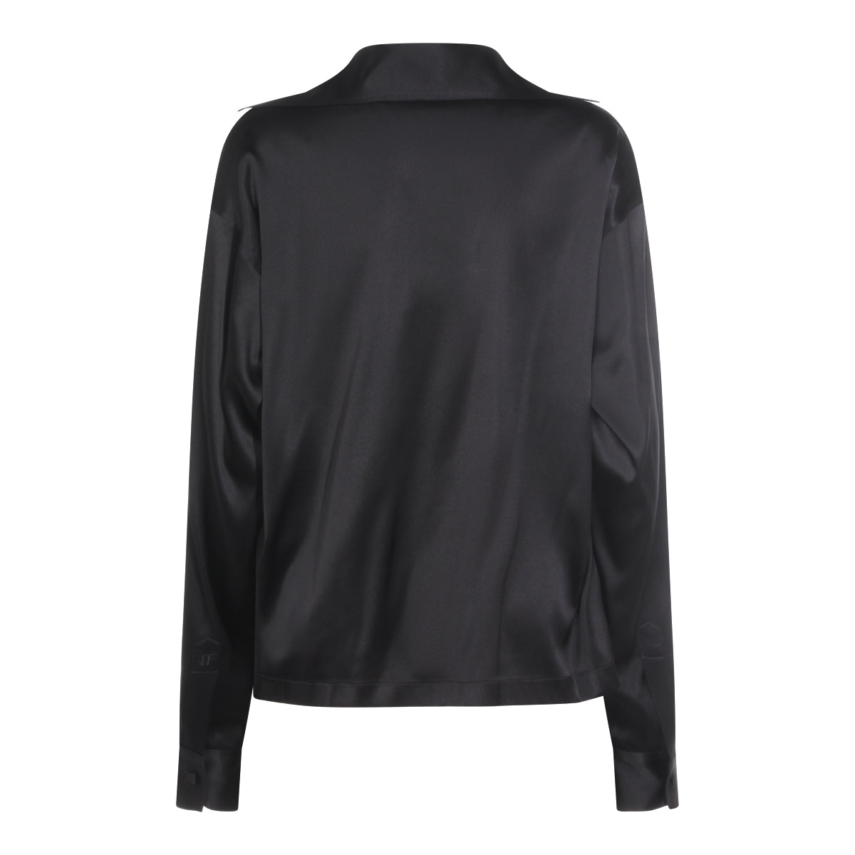 Satin-Finish Black Blouse