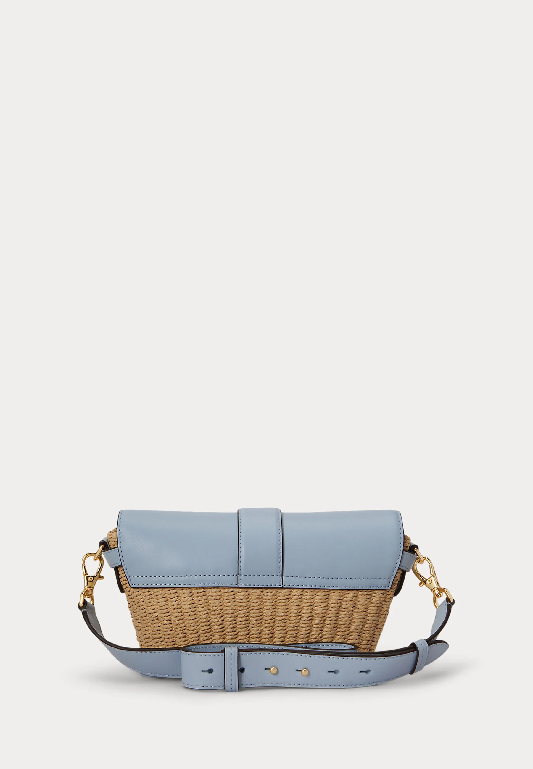 Woven Straw Shoulder Bag with Smooth Flap