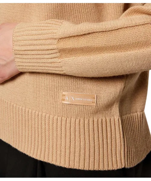 Knit Sweater with V-Neckline and Ribbed Details