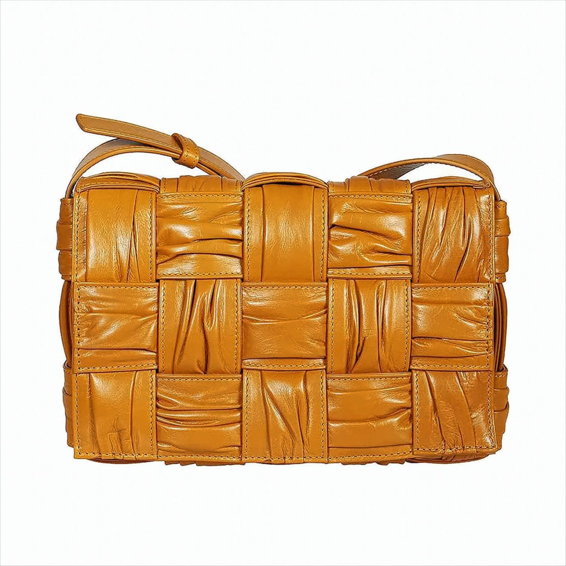 Padded Pleated Calfskin Cassette Shoulder Bag