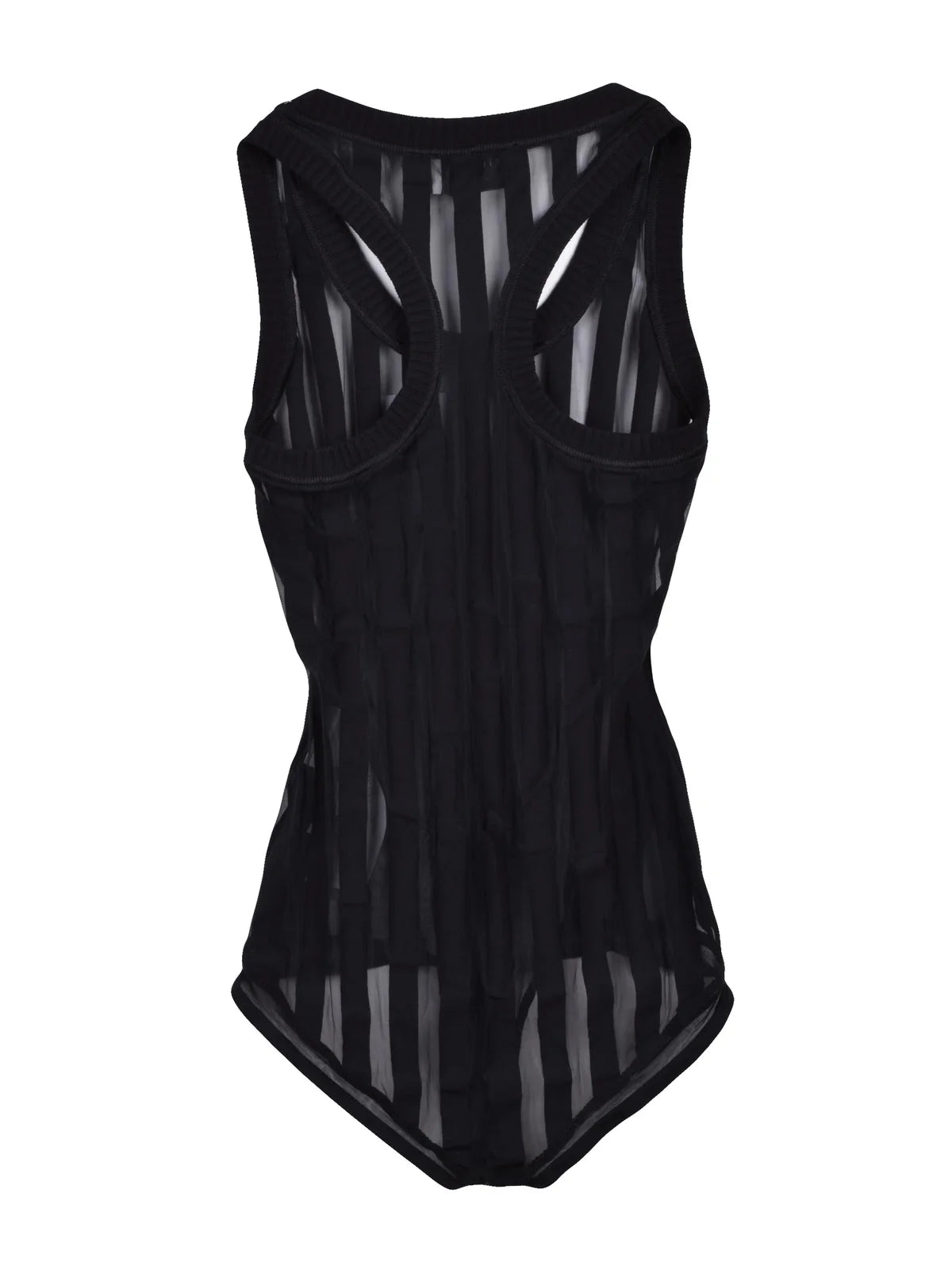 Sheer Striped Black Bodysuit