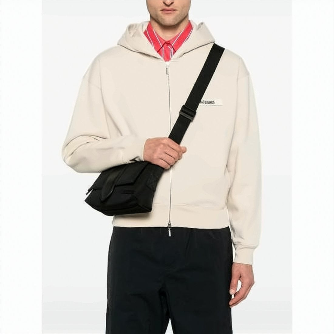 Rectangular Shoulder Bag with Cowhide Leather Accents