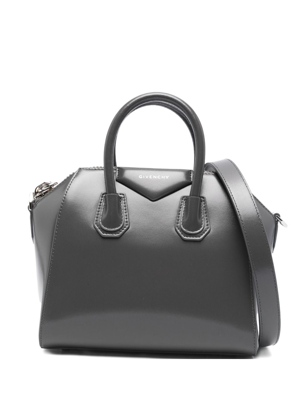 Structured Grey Handbag in Silk and Nylon