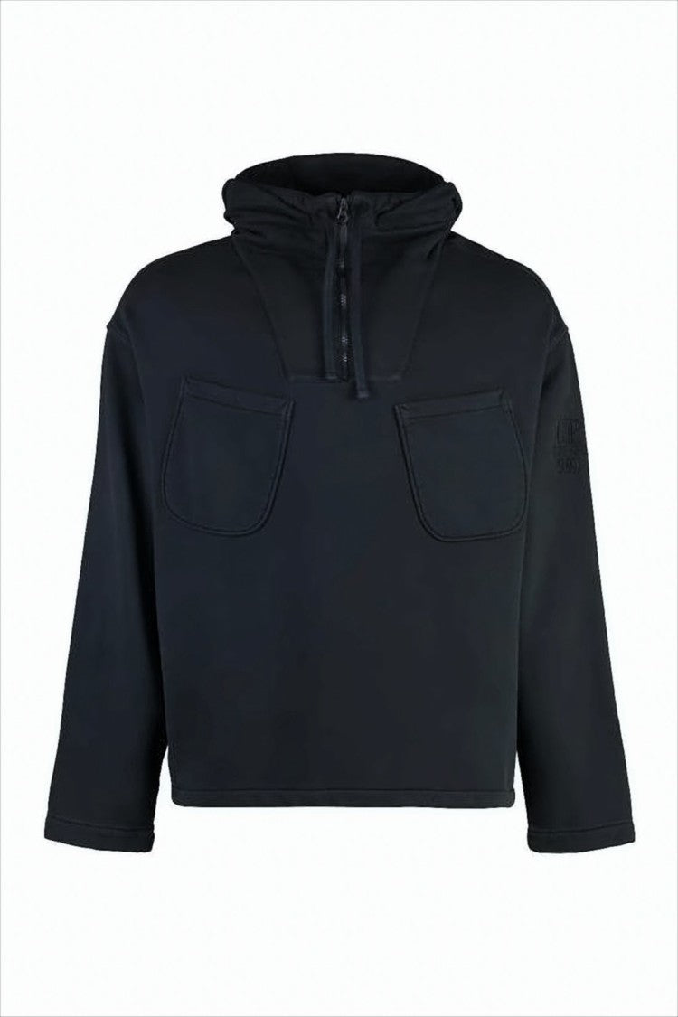 Cropped Half-Zip Jacket With Flap Pockets And Hood