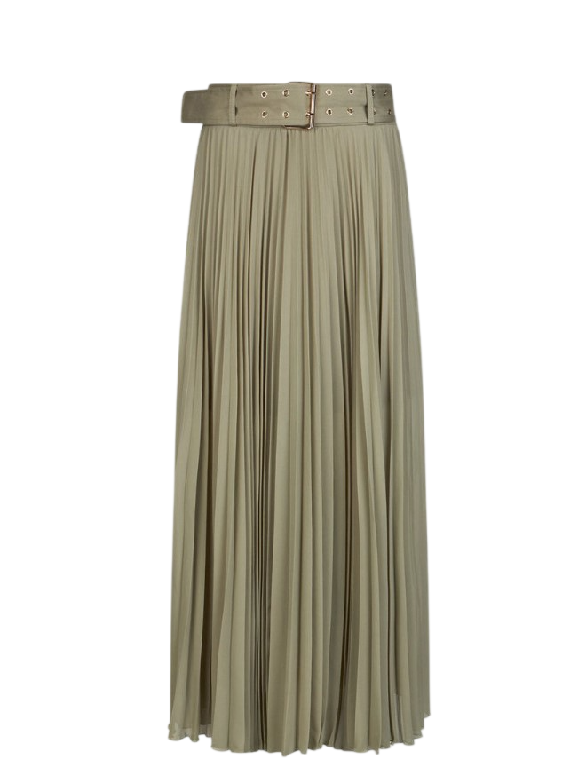 Long Gabardine Pleated Skirt