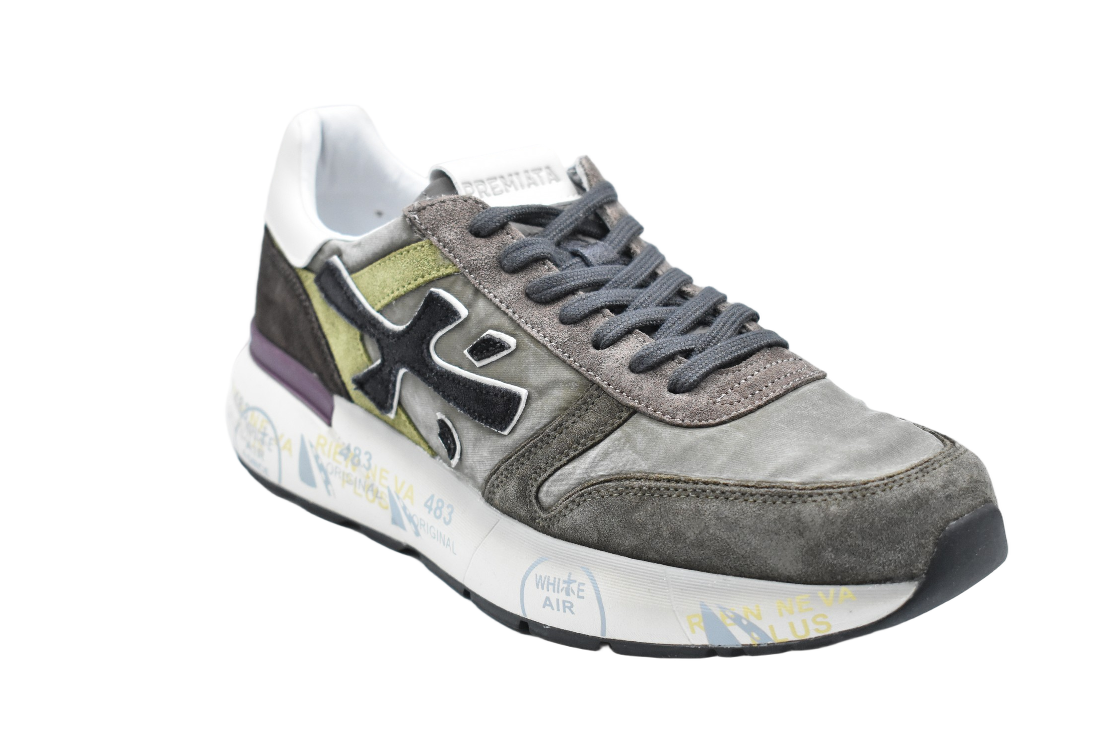 Sole Low-Top Sneakers In Grey And Green
