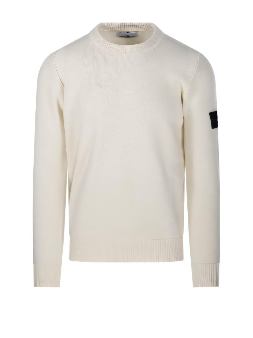 Classic Crew Neck Knit Sweater with Logo Patch