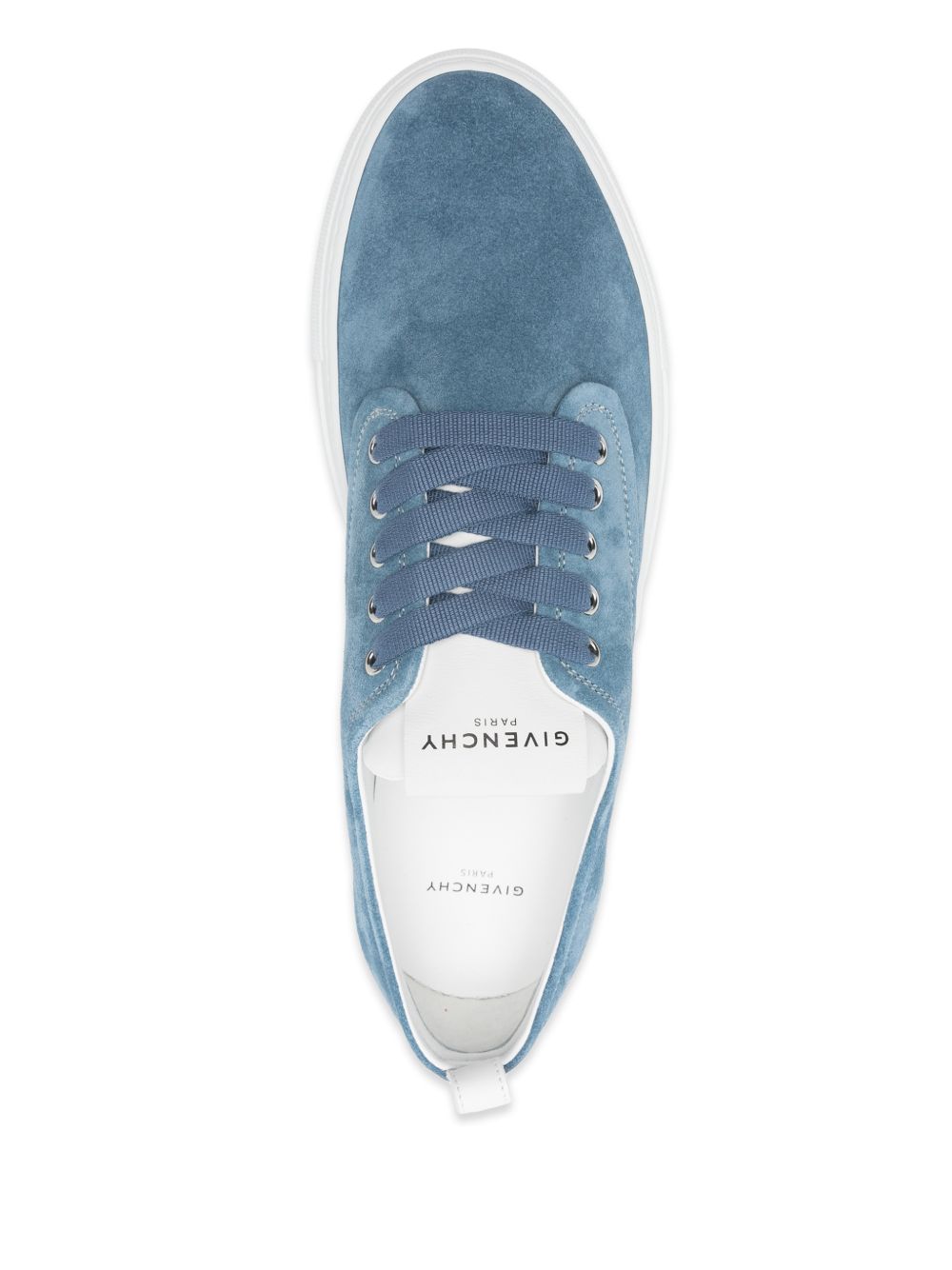 Minimalistic Blue Suede Sneakers With Rubber Sole