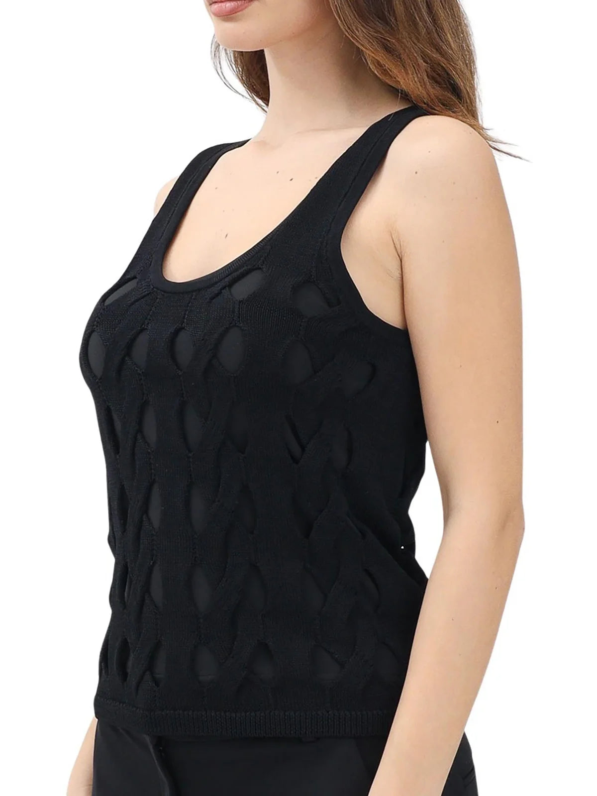 Black Viscose Nylon Top