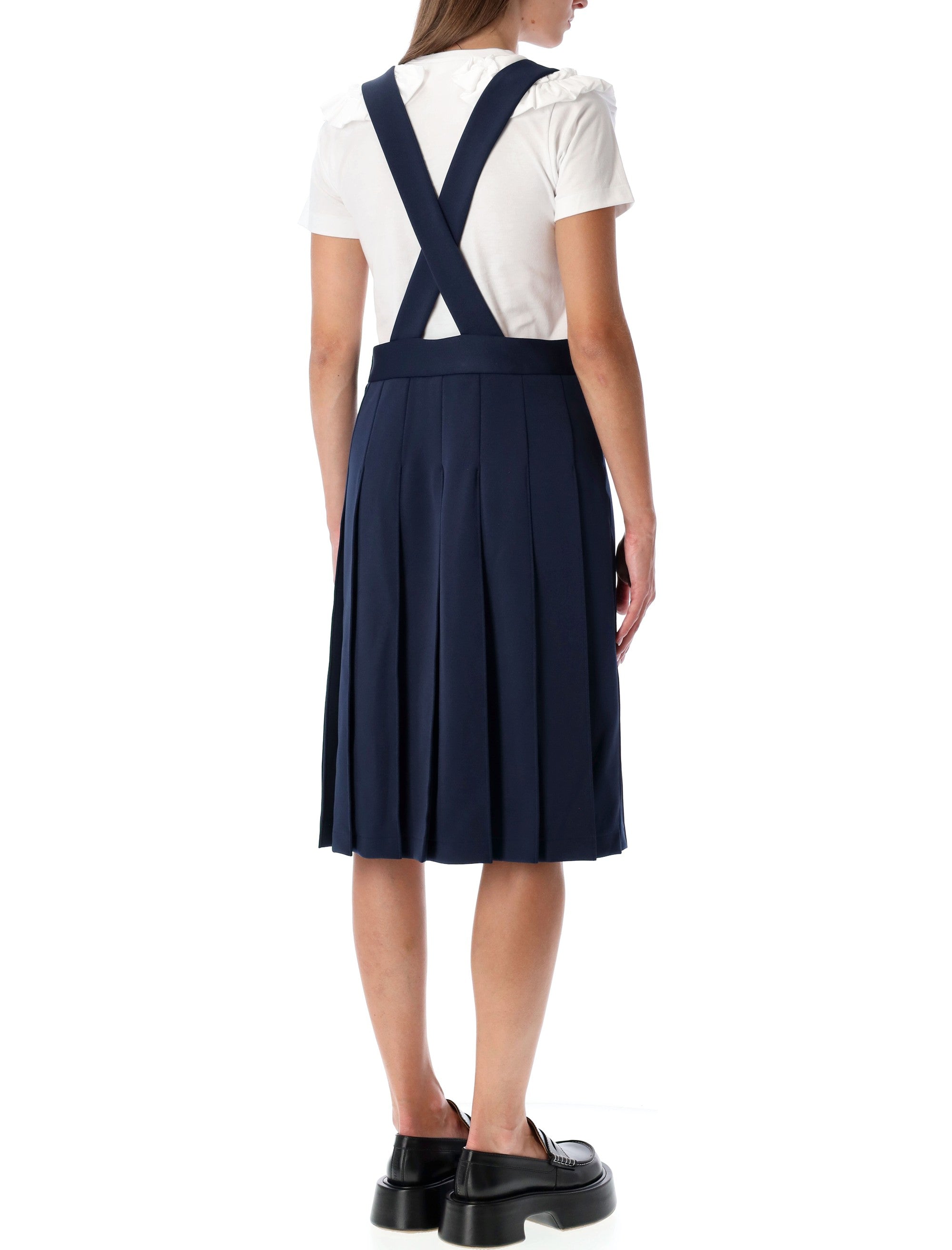 Girl Navy Pleated Suspender Skirt