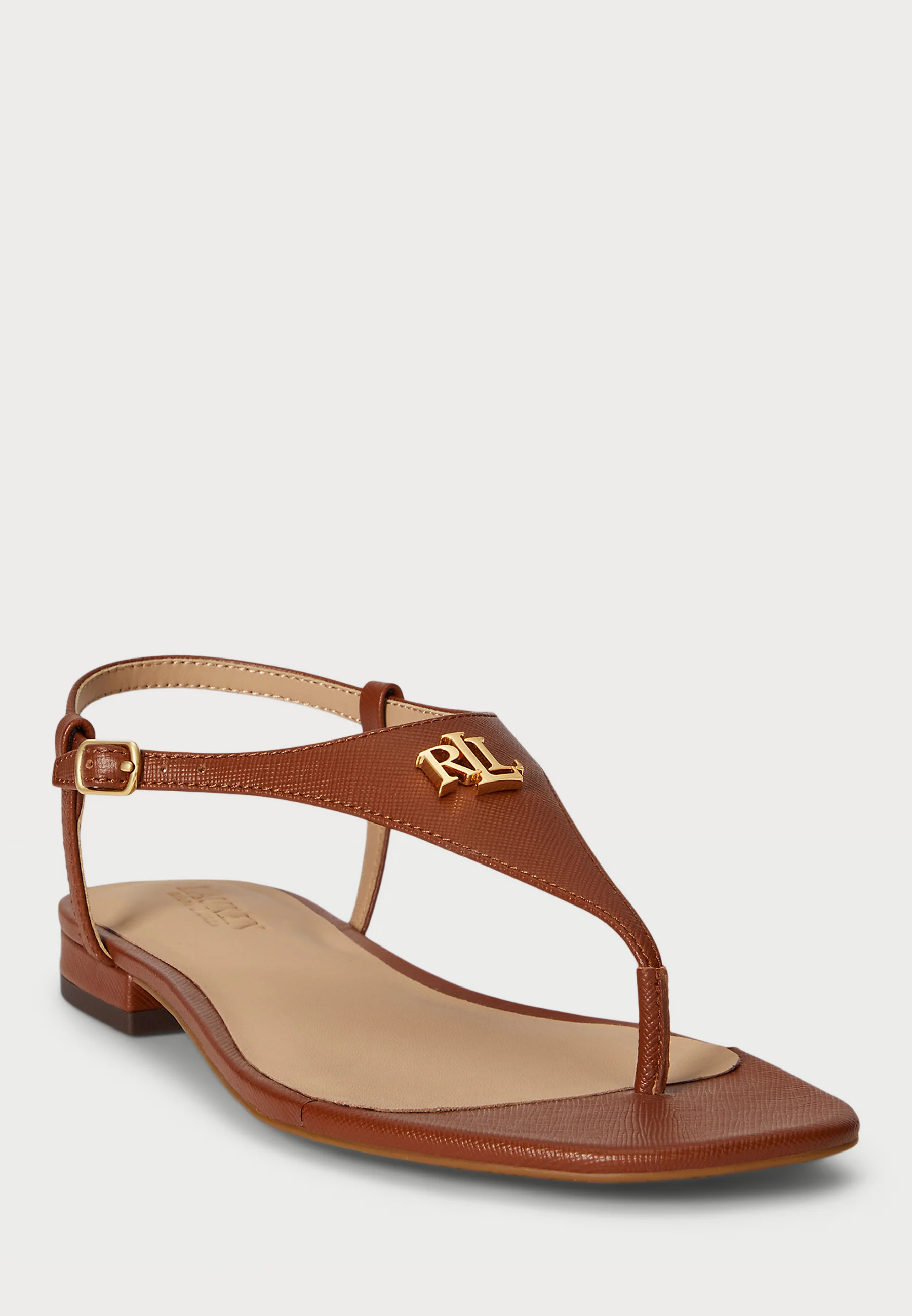 Brown Flat Leather Sandals