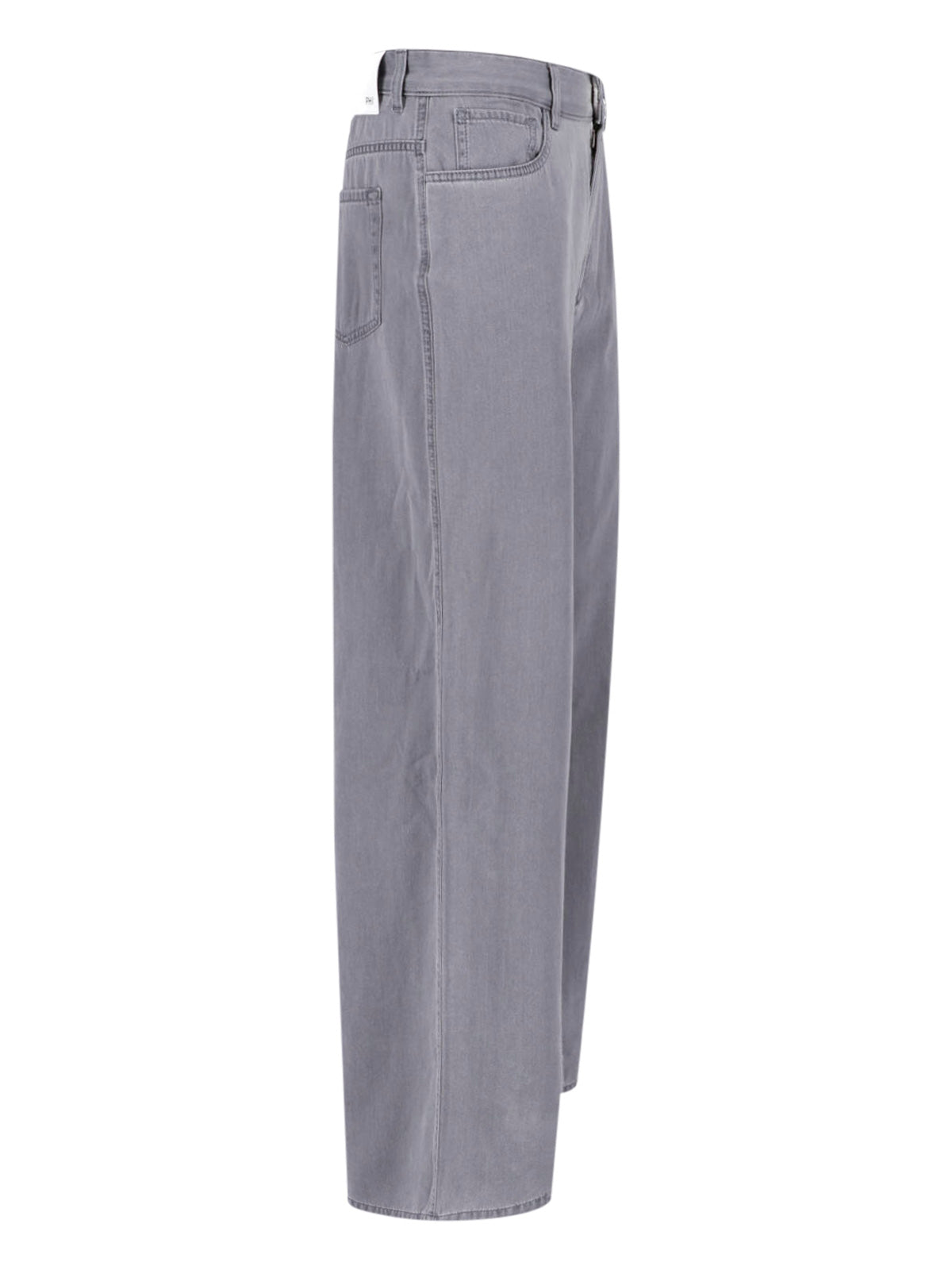 Grey Mid-Rise Wide-Leg Denim Jeans