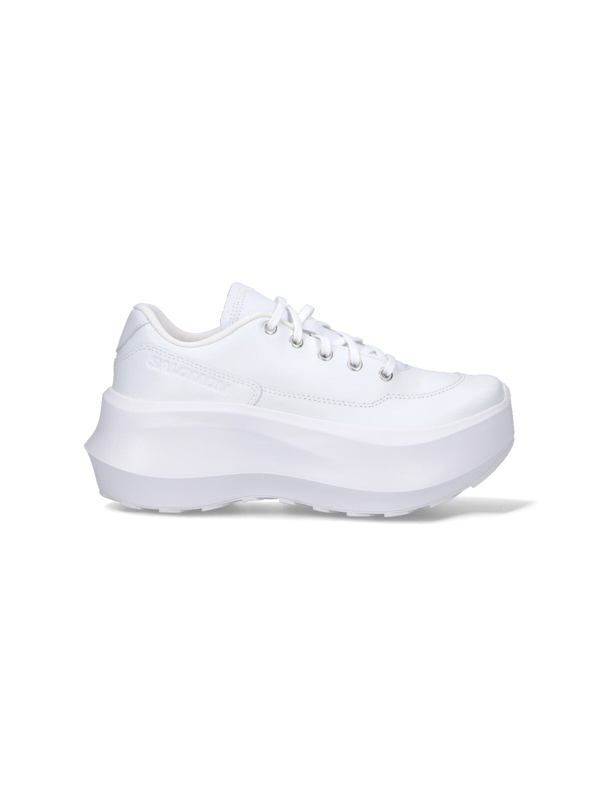 Round Toe White Calf Leather Sneakers