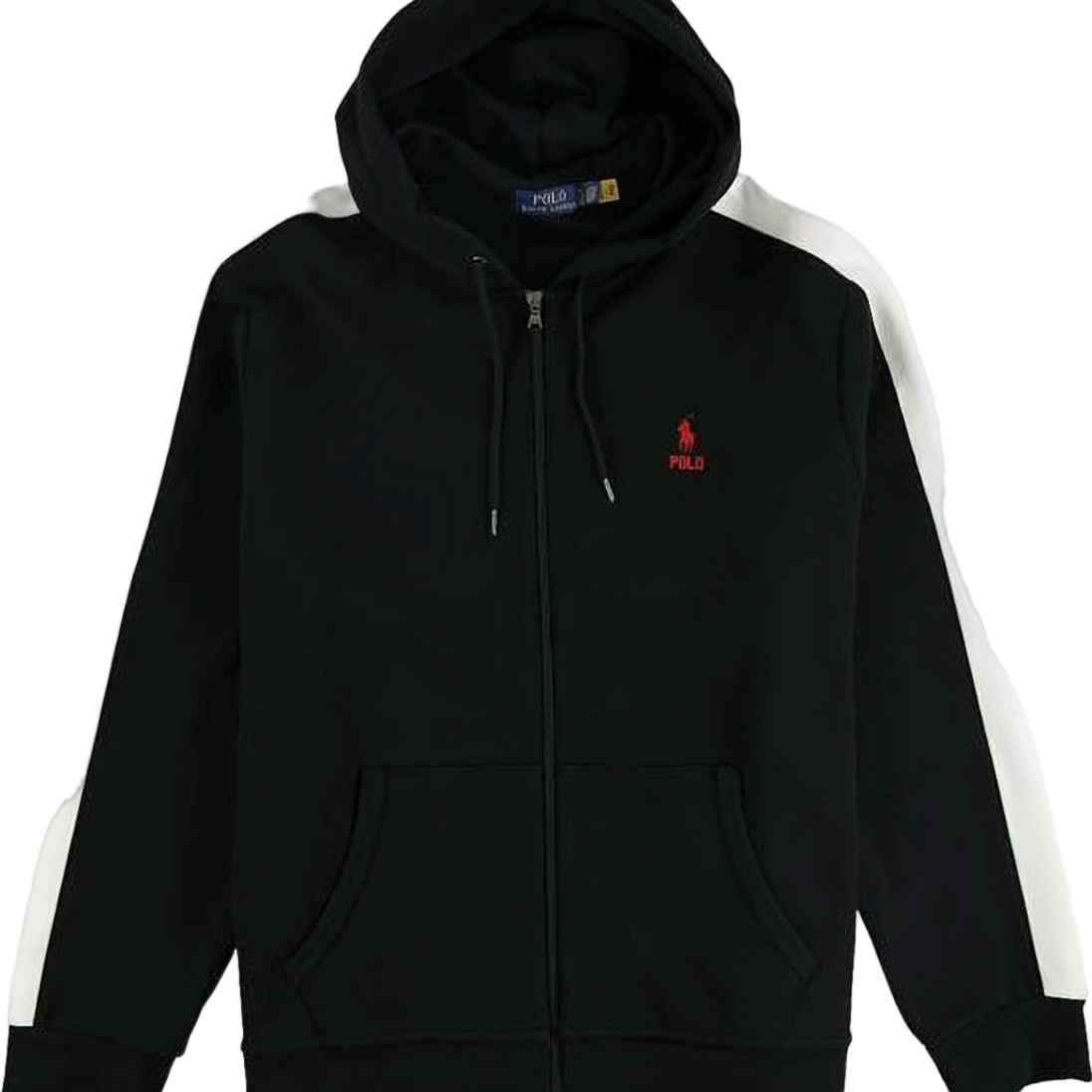 Zip-Up Hoodie with Striped Sleeves