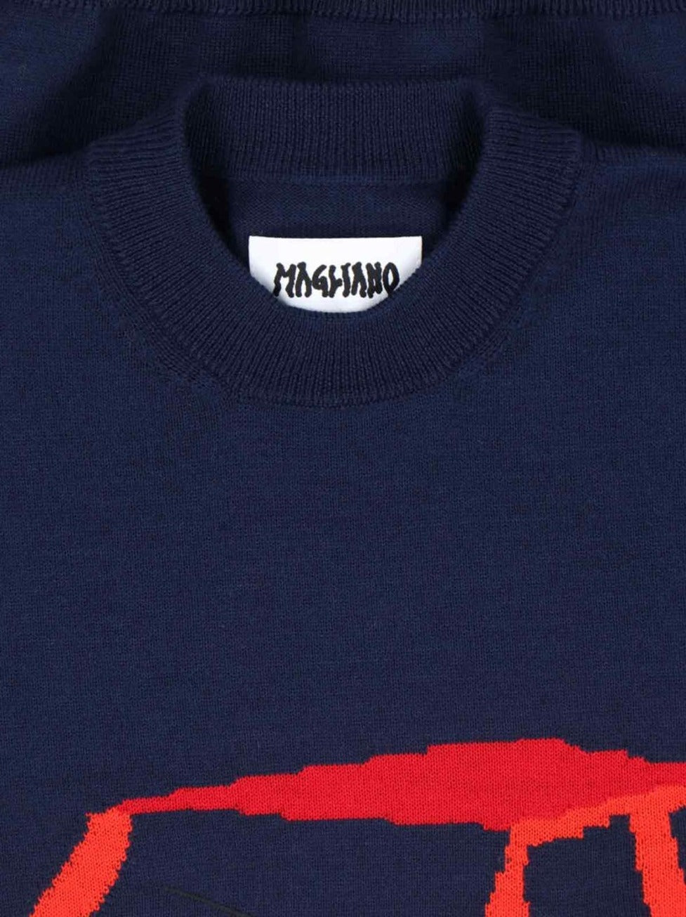 Deep Navy Graphic Car Sweater