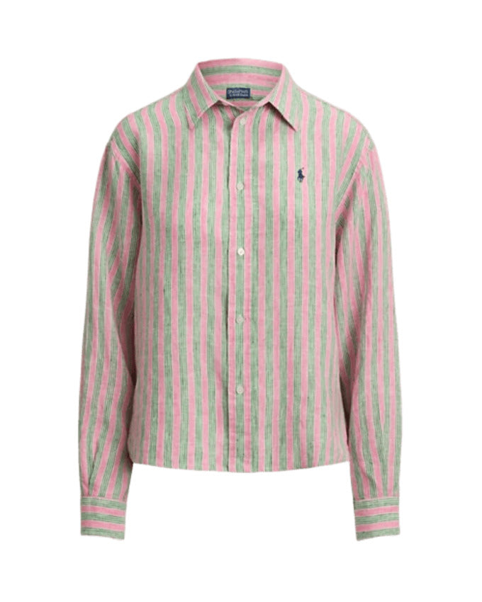 Breezy Boxy-Fit Linen Shirt with Striped Design