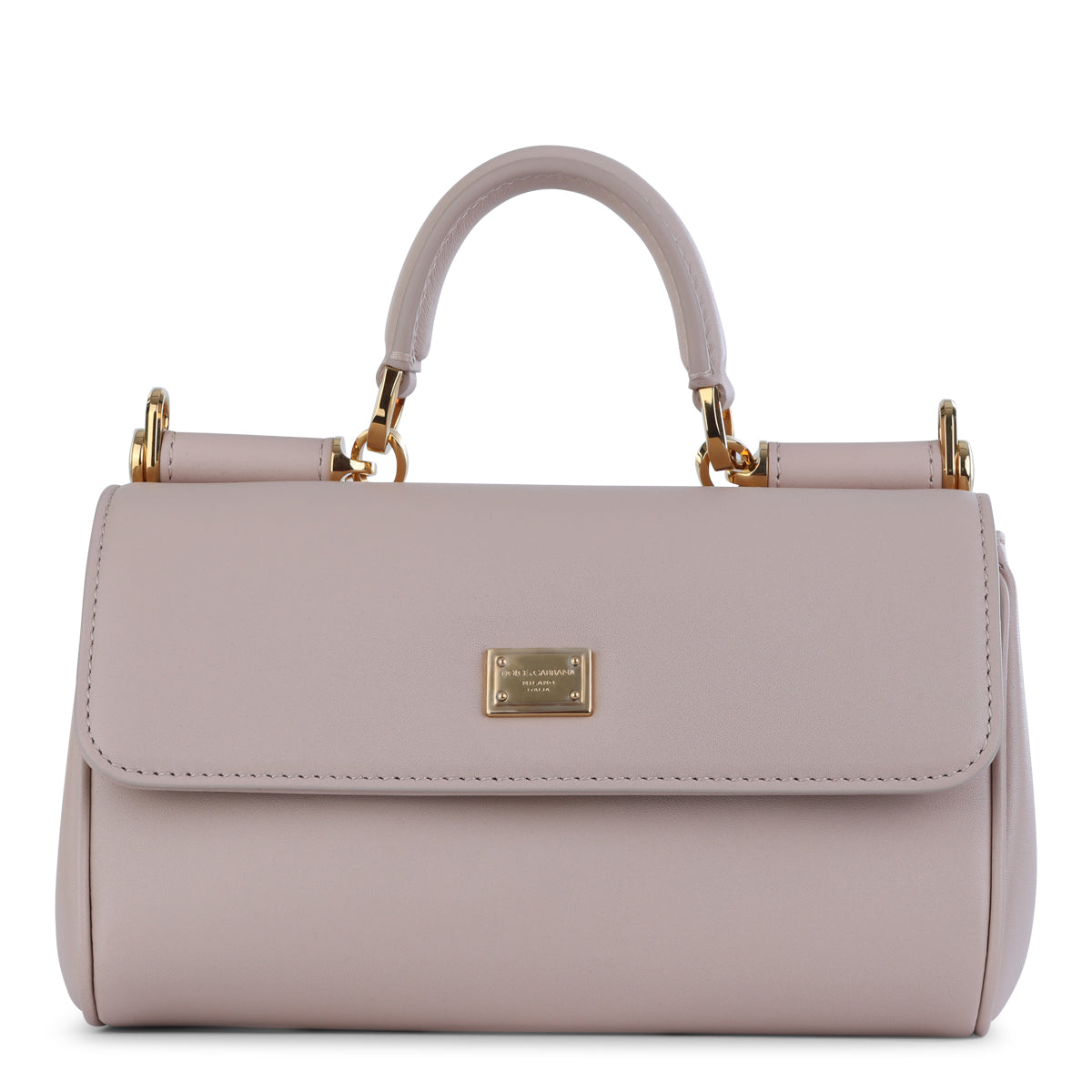 Structured Nude Leather Top Handle Bag