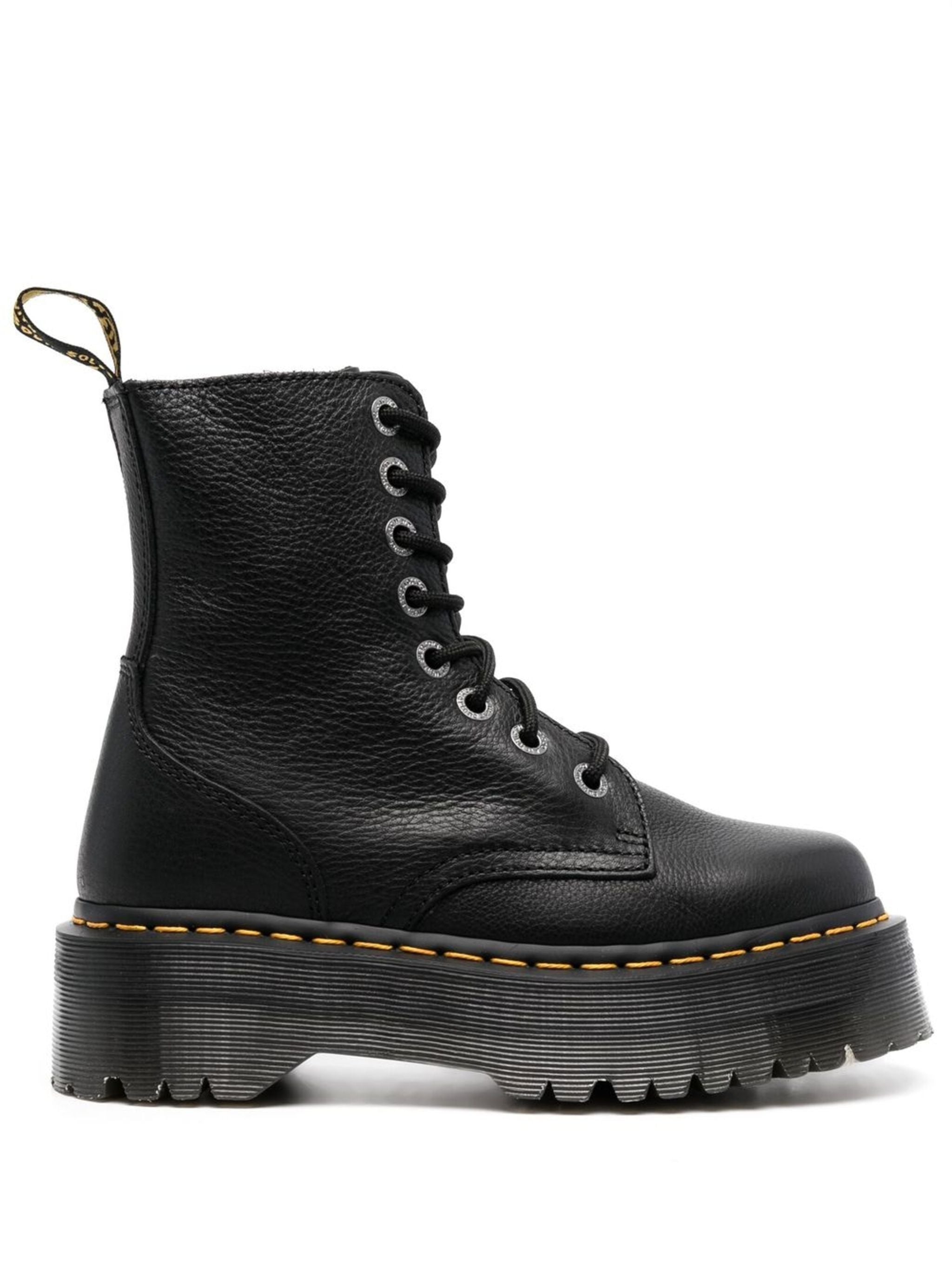 Chunky Platform Ankle Boot with Lace-Up Front and Side Zipper