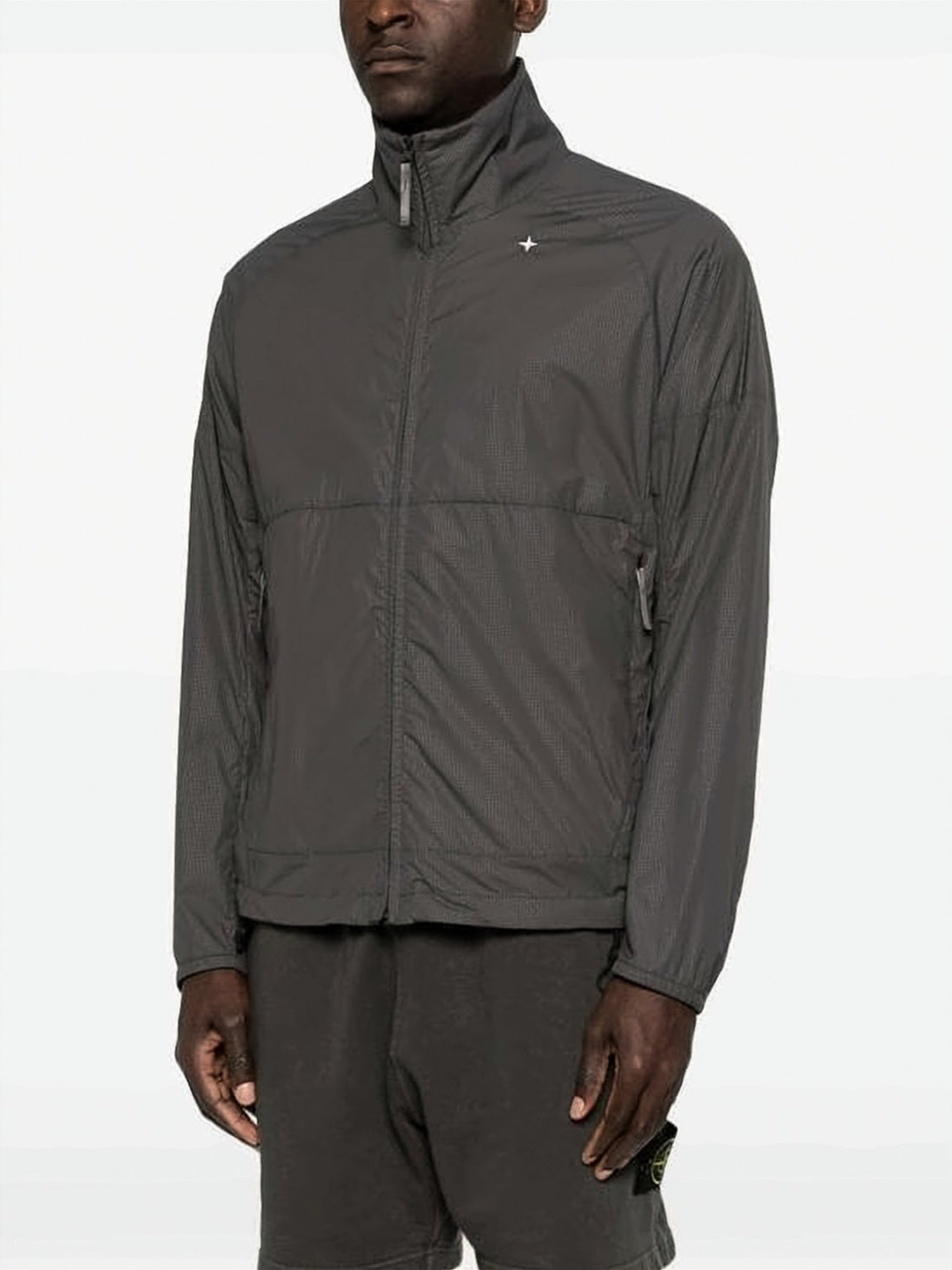 High-Collar Casual Jacket With Zippered Pockets