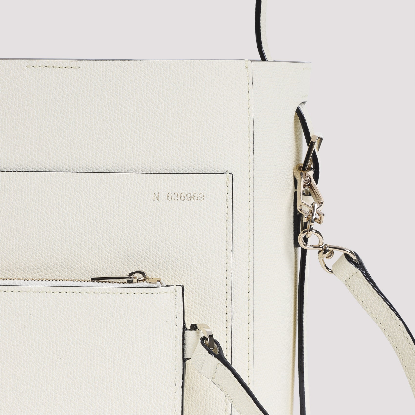 Structured White Calf Leather Bucket Bag