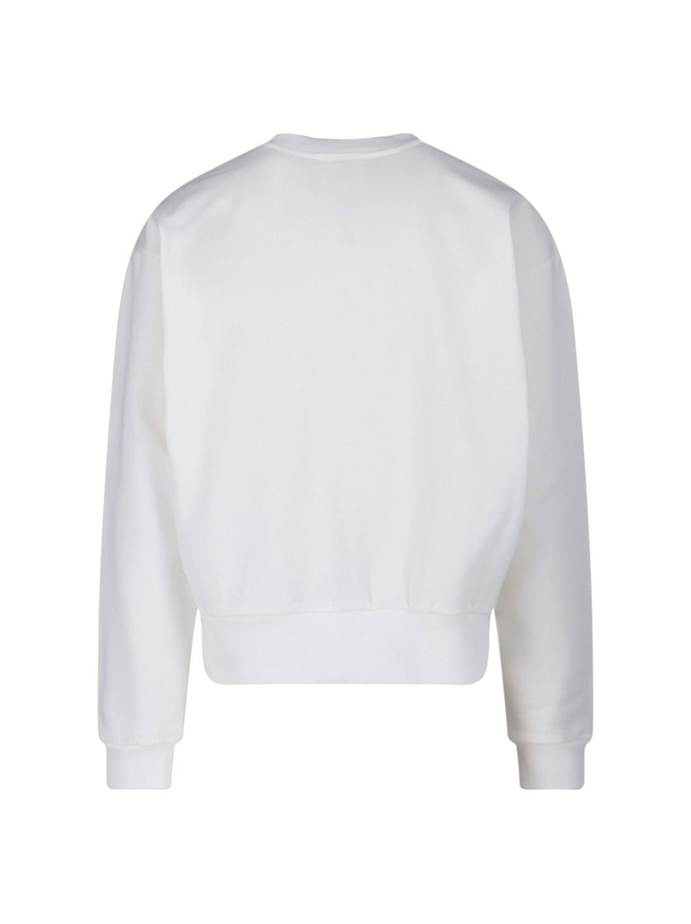 Cropped White Sweater With Bold Chest Patch