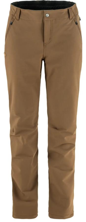 Mid-Length Brown Straight Pants with Elastic Waistband