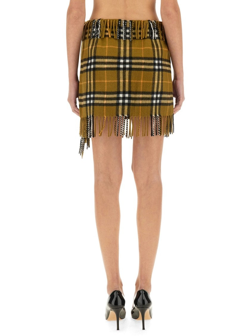Wool And Cashmere Check Scarf Style Skirt