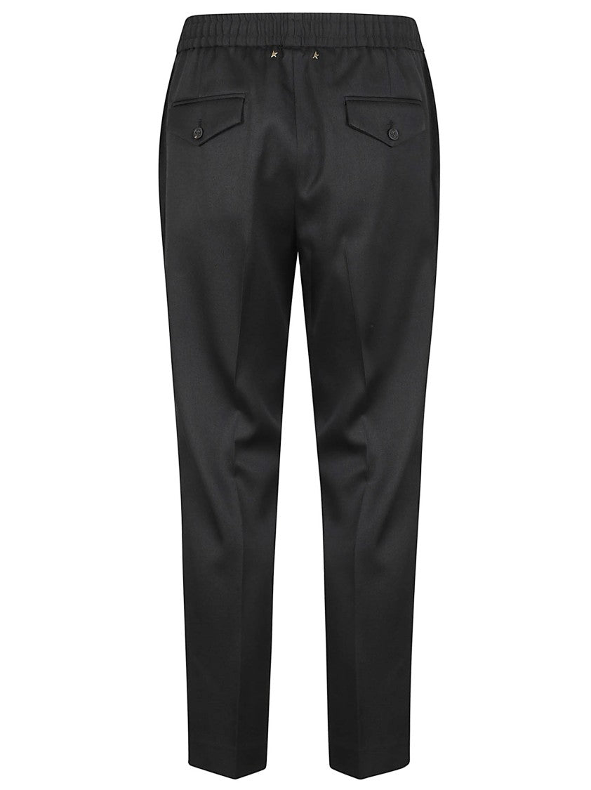 Virgin Wool Twill Trousers With Gold-Tone Logo Detail