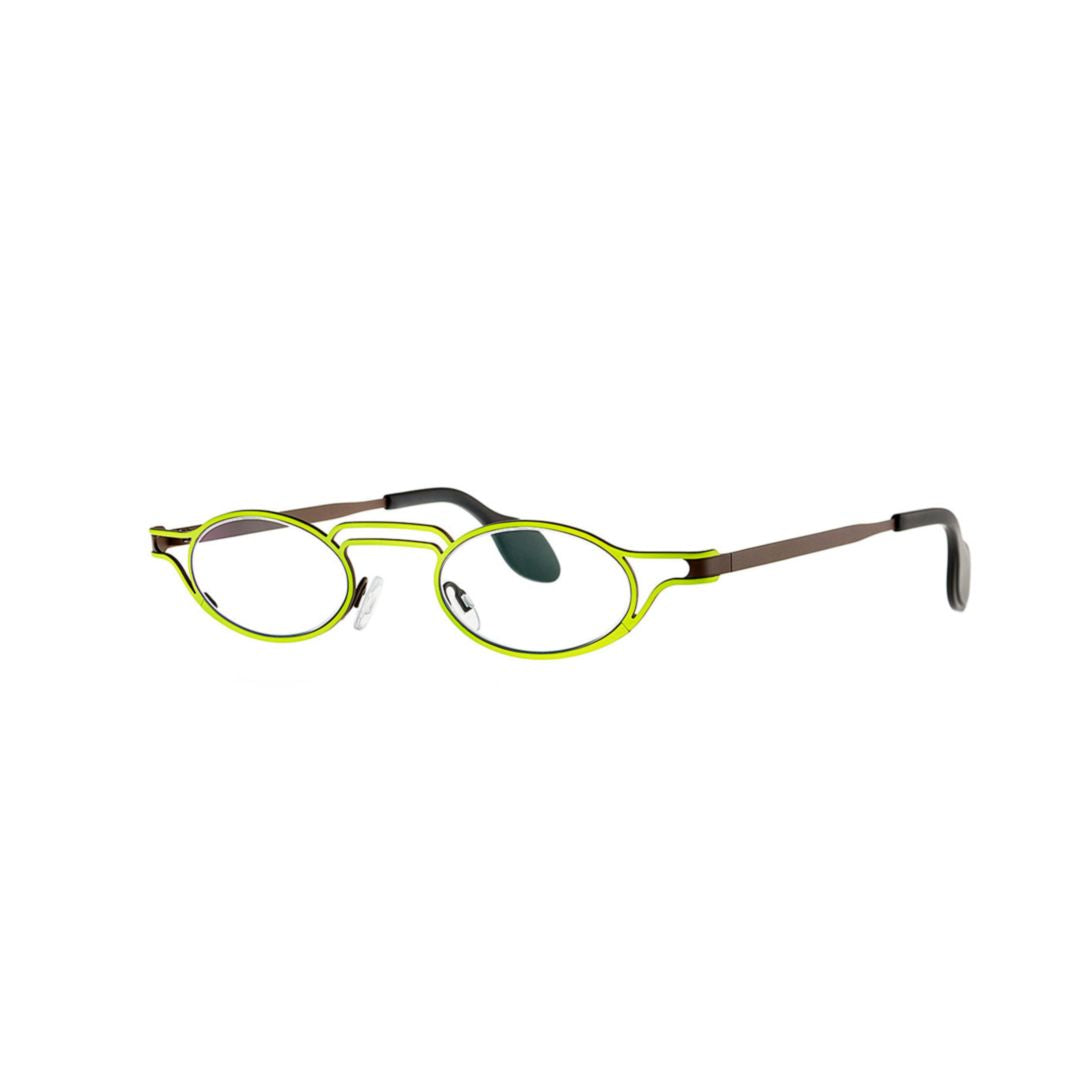 Silverstone Col. 394 Oval Frame Eyeglasses with Vibrant Lime Green Outline