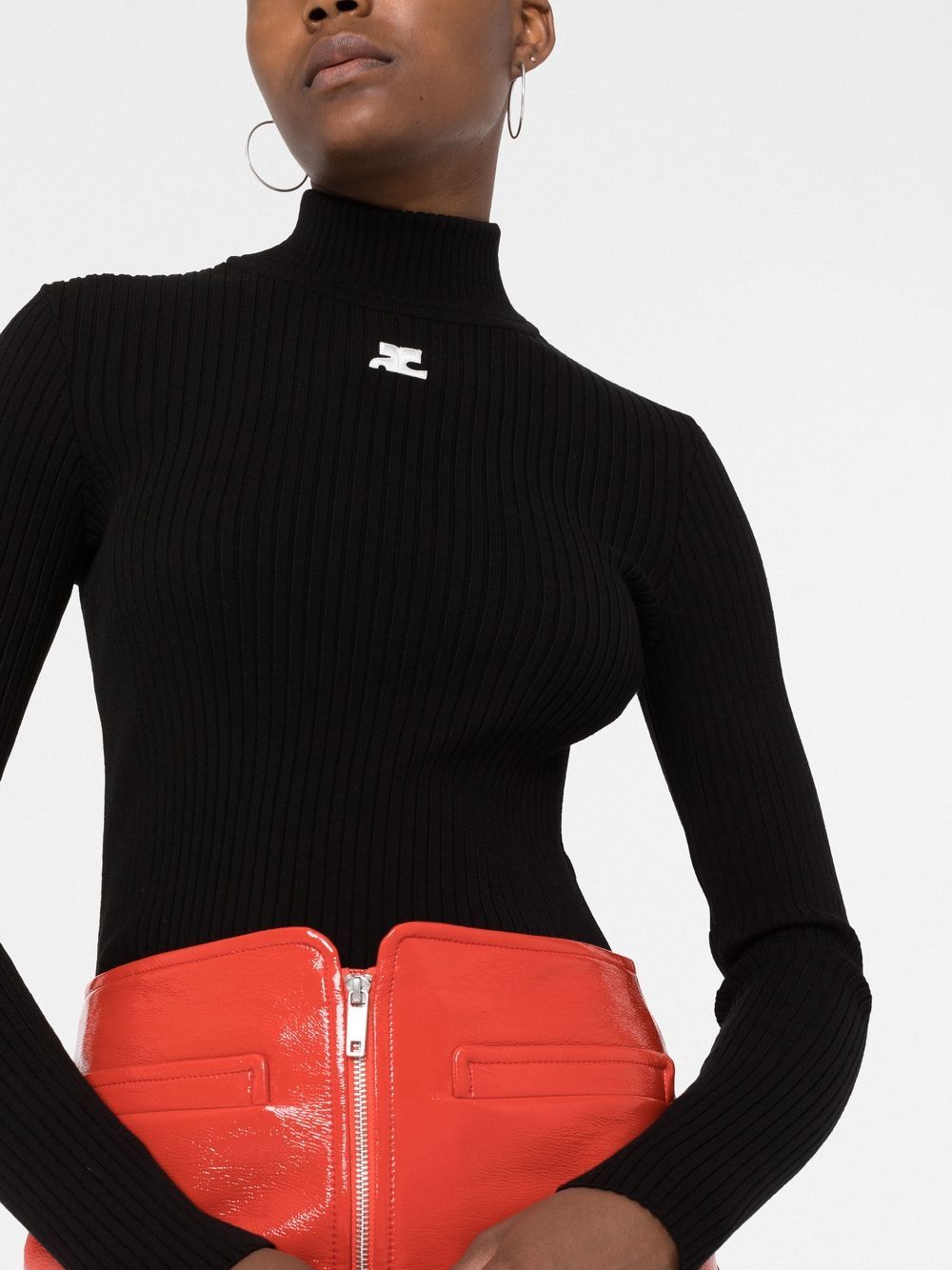 Fitted Black Roll Neck Sweater