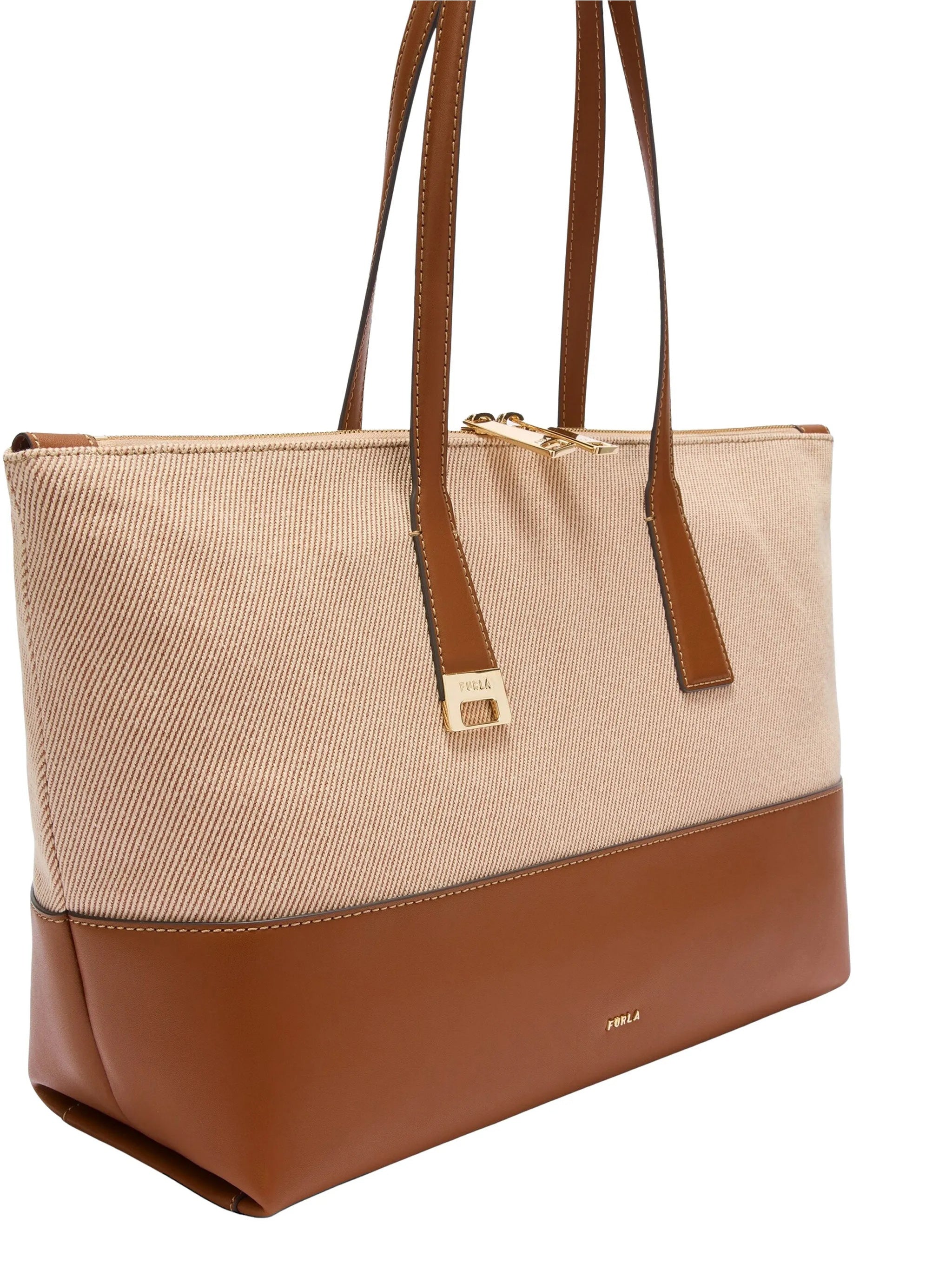 Olivia L Tote Beige Cotton Leather Tote