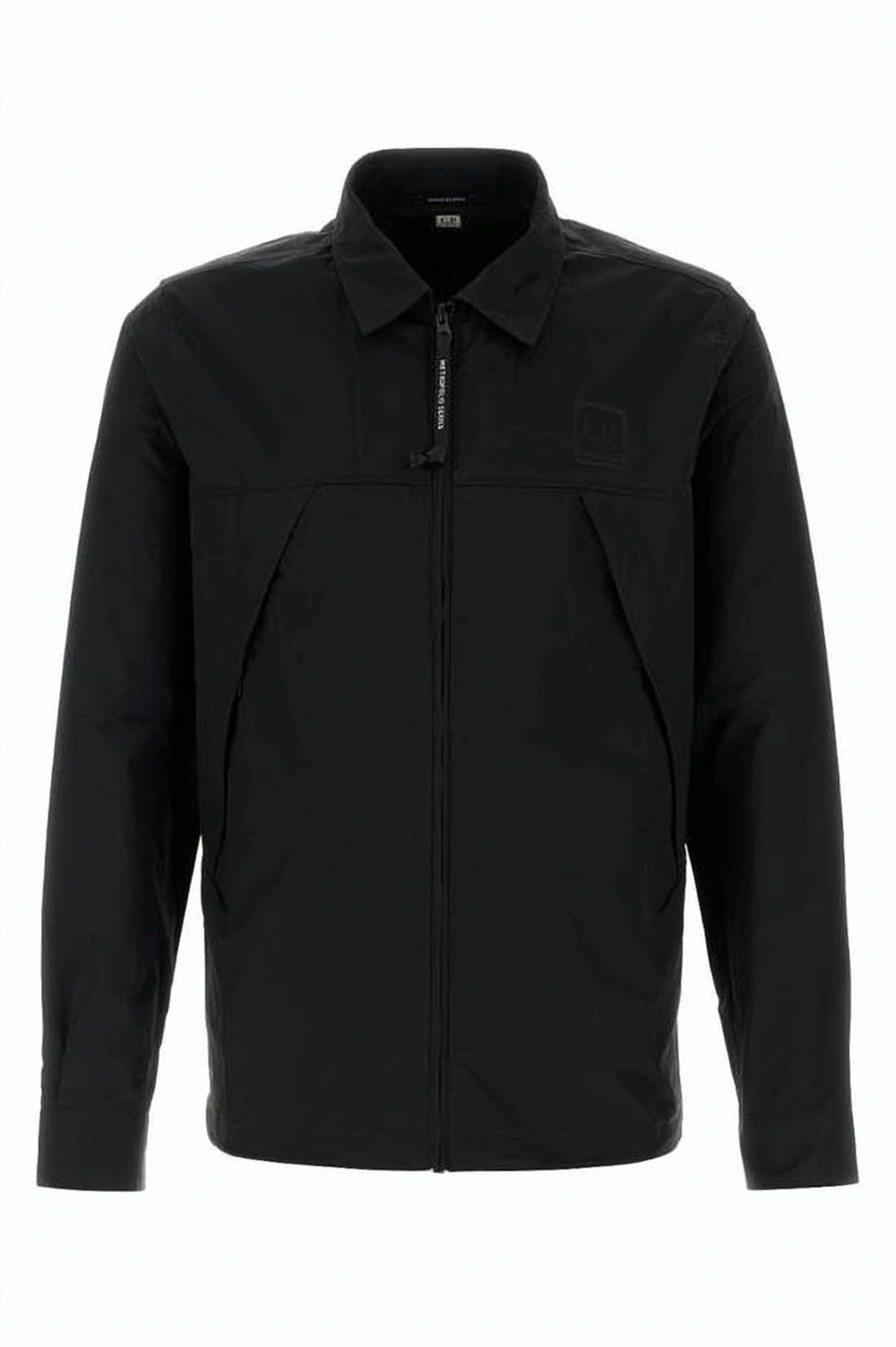 Gabardine Zip-Up Overshirt with Classic Collar