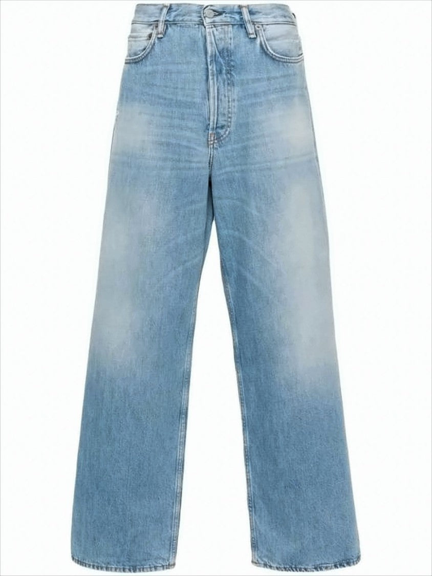 Wide-Leg Denim Pants with Classic Five-Pocket Design