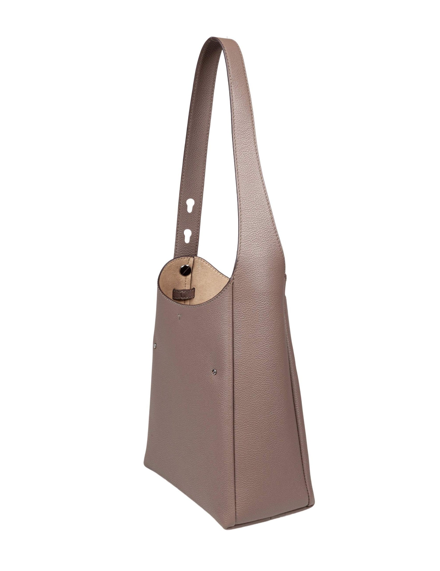 Romy Small Leather Hobo Bag, Wild Mushroom