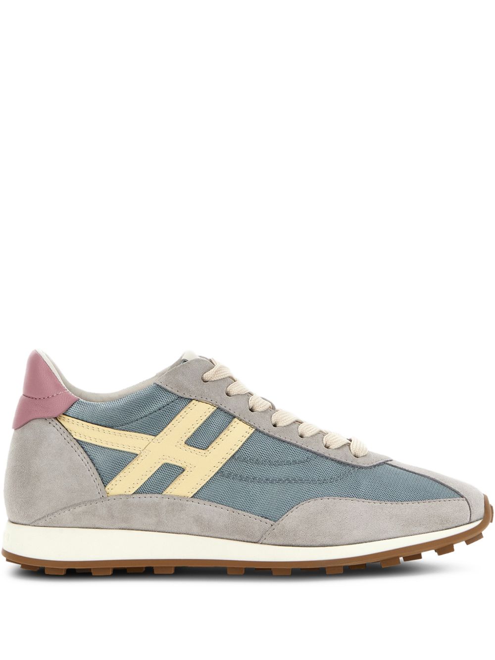 Muted Blue Silk and Nylon Blend Low-Top Sneakers