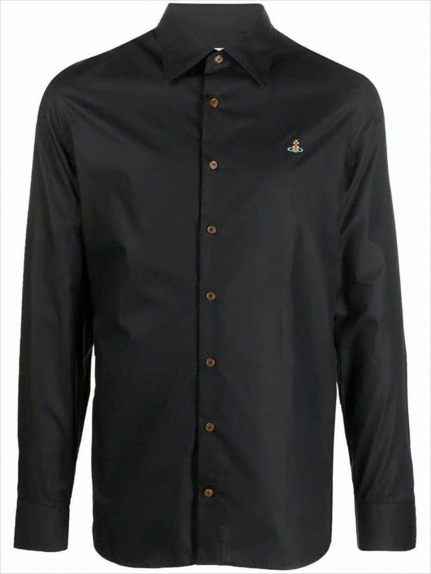 Classic Long-Sleeve Shirt with Embroidered Detail