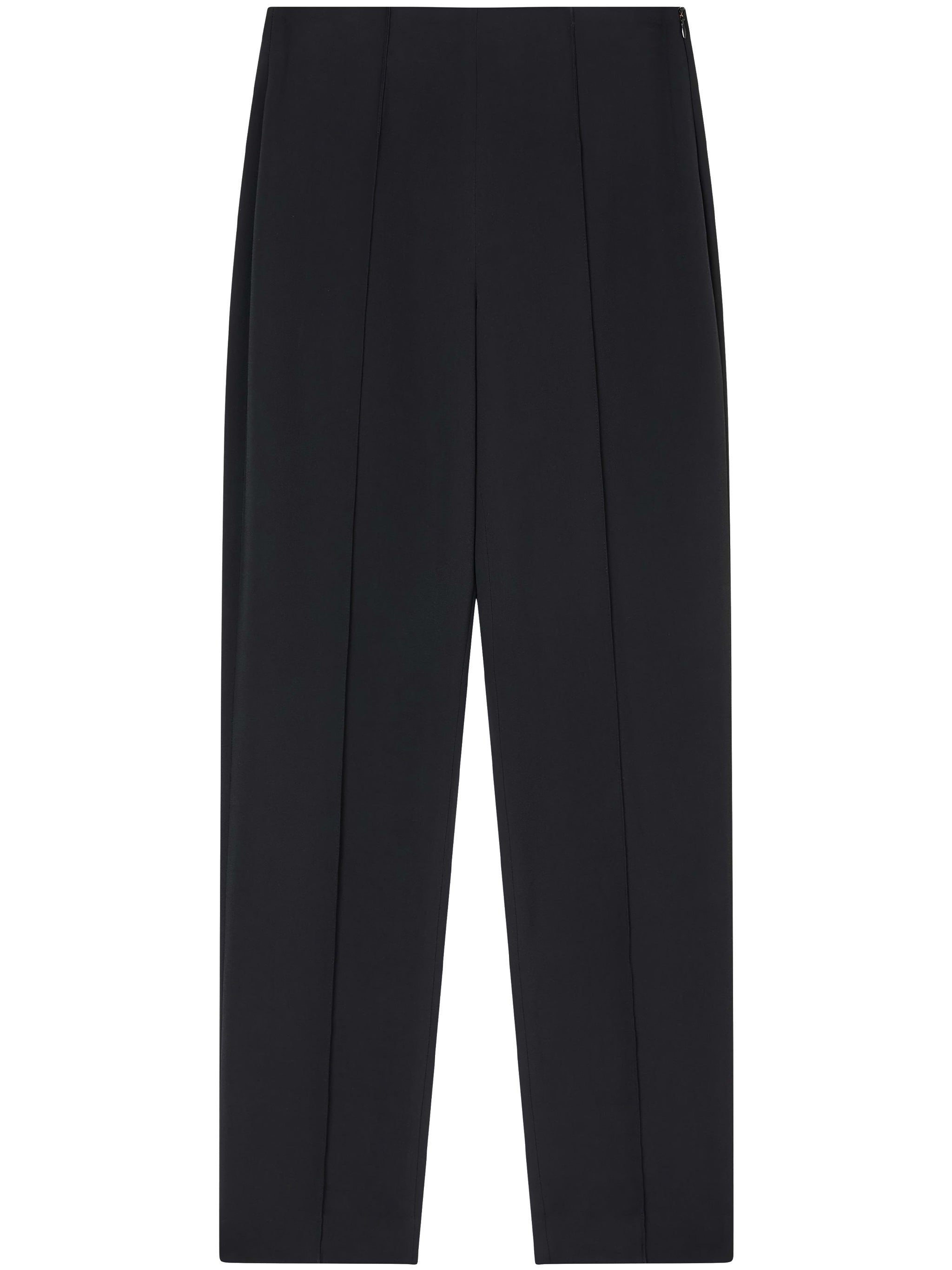 High-Waist Black Viscose Cady Straight Trousers