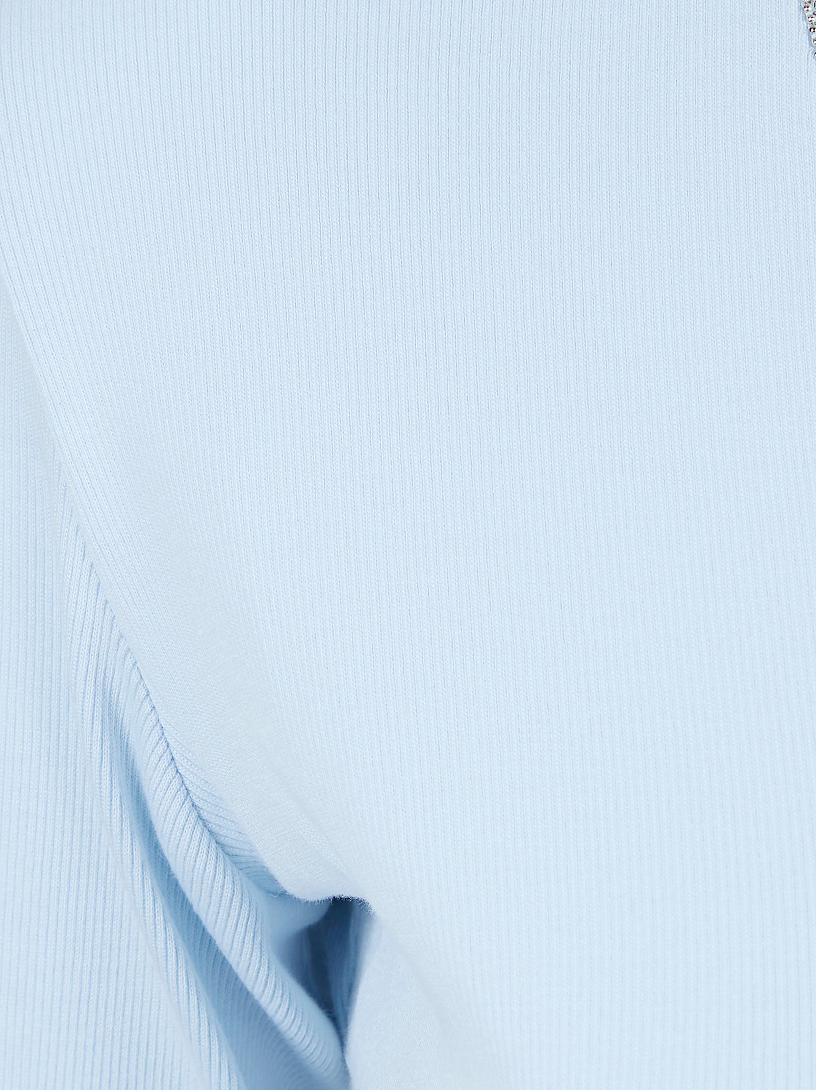 Ribbed Jersey Long-Sleeved Top with Tulle
