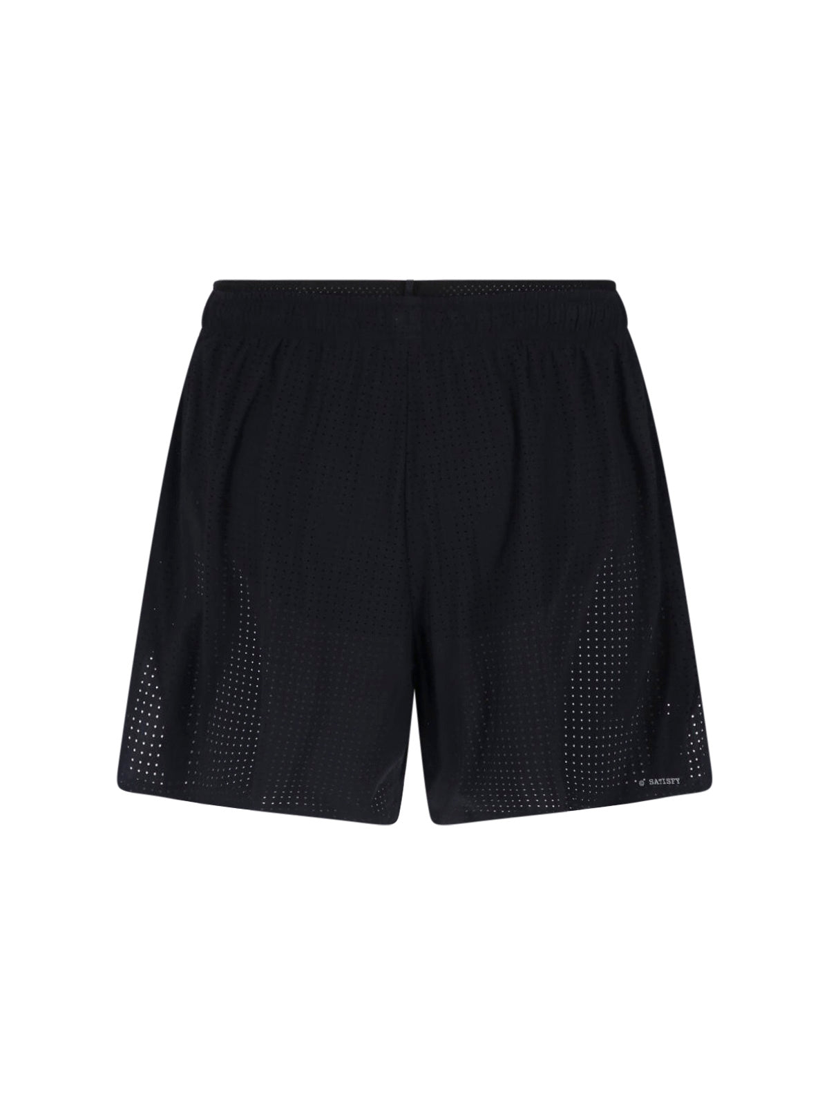Black Lightweight Perforated Fabric Shorts