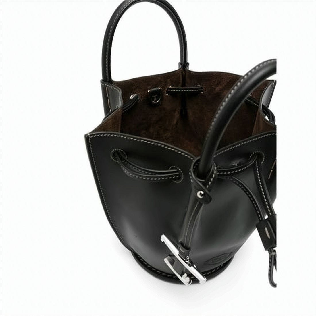 Structured Black Calf Leather Tote Bag