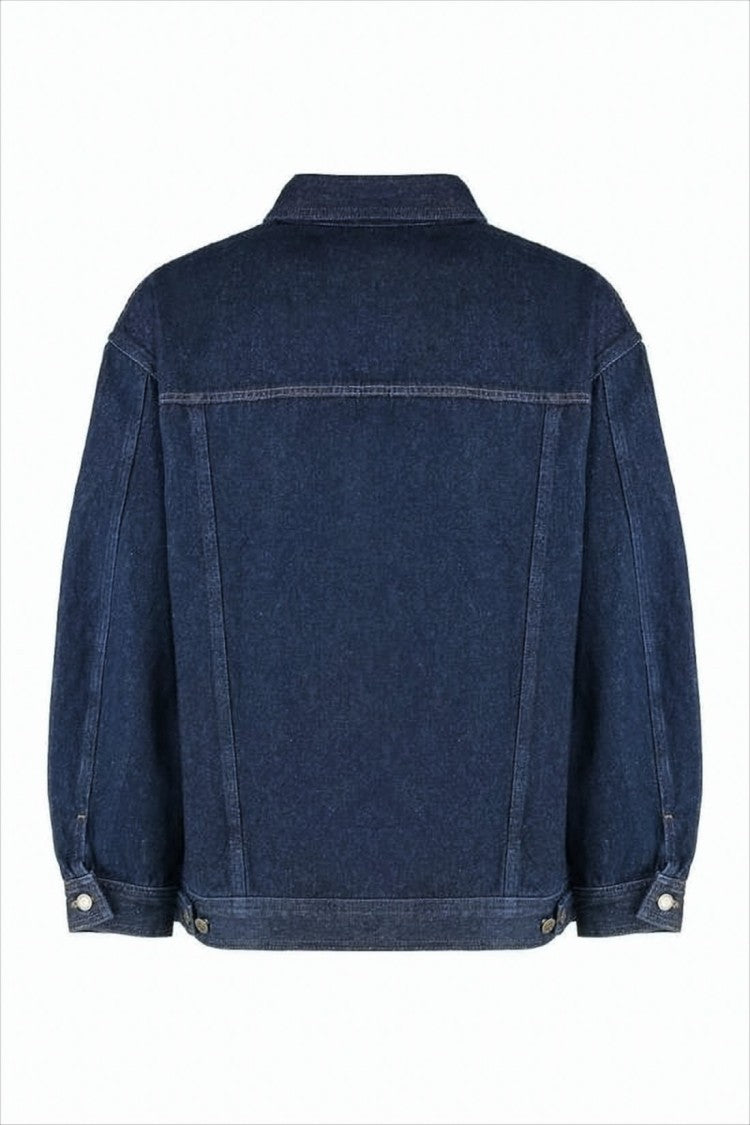 Cropped Denim Jacket with Classic Collar