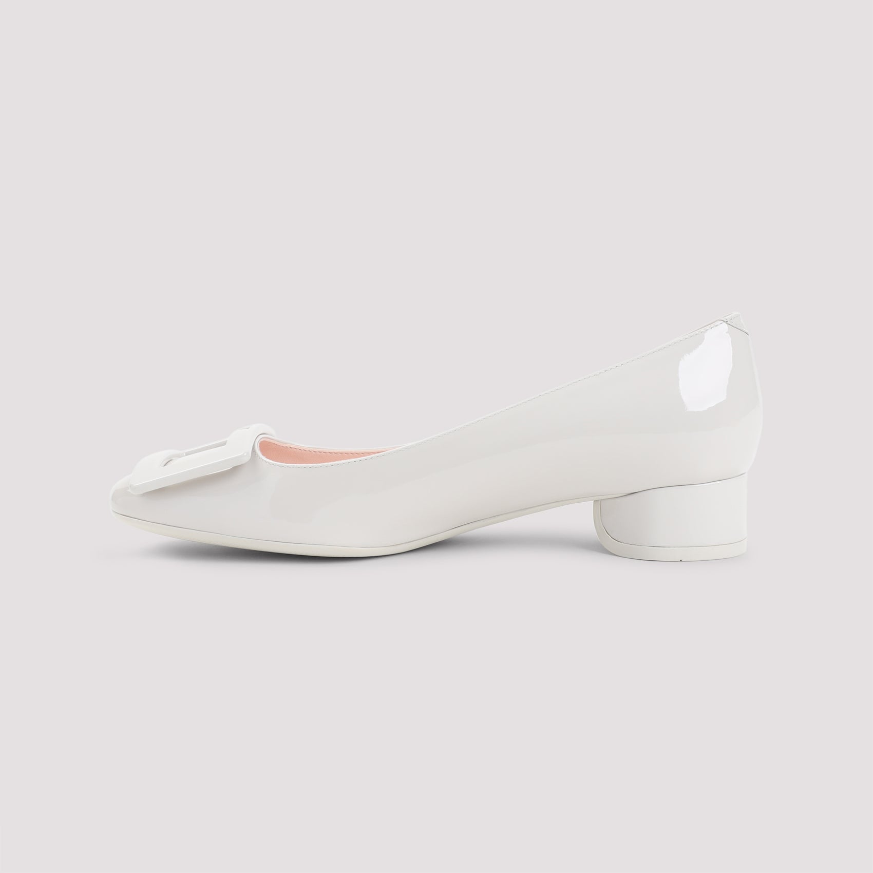 Glossy White Leather Pumps