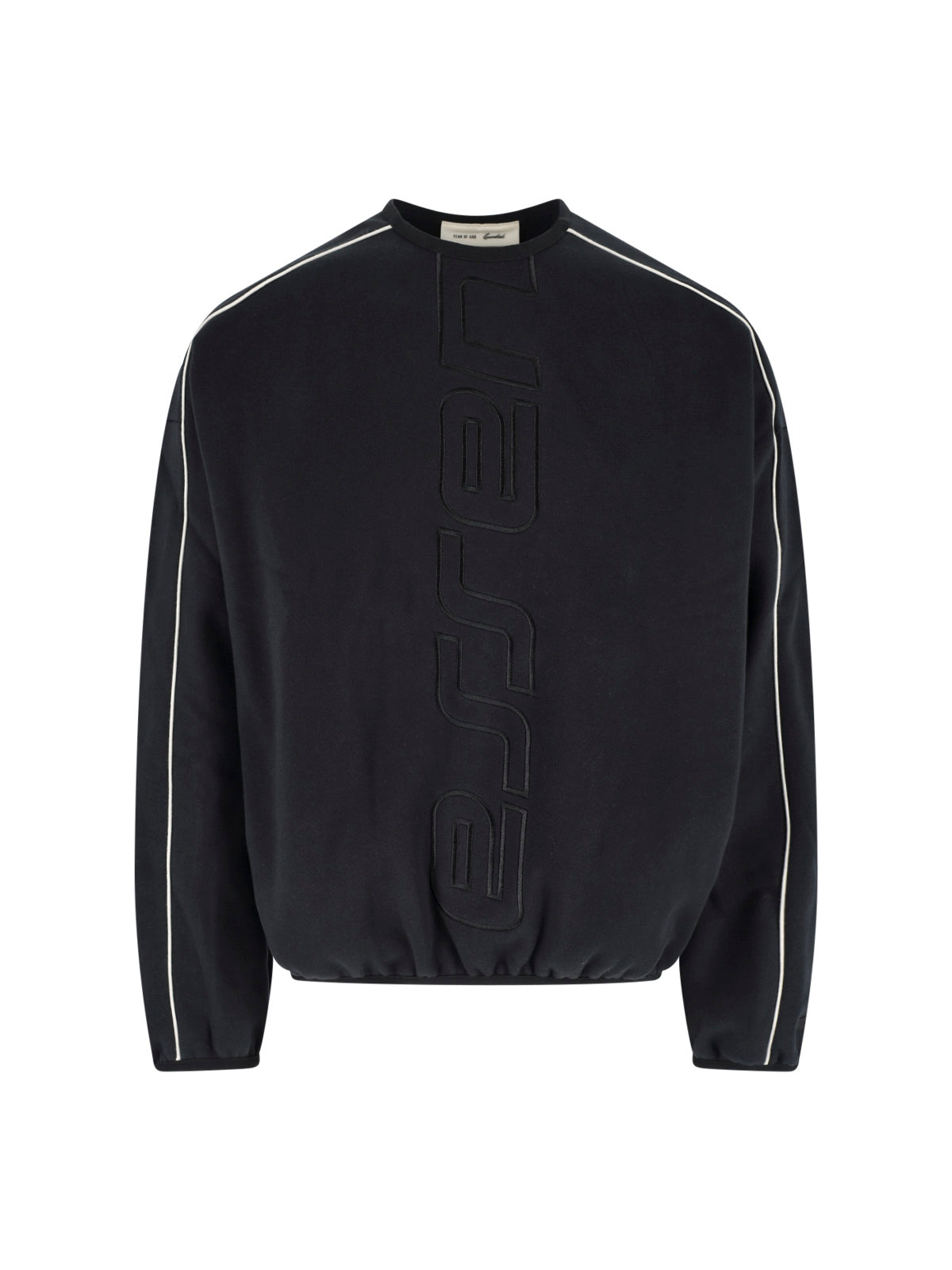 Black Relaxed Fit Tonal Logo Sweater