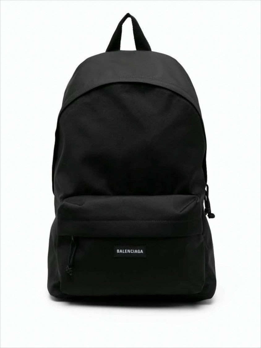 Minimalist Black Backpack with Logo Patch