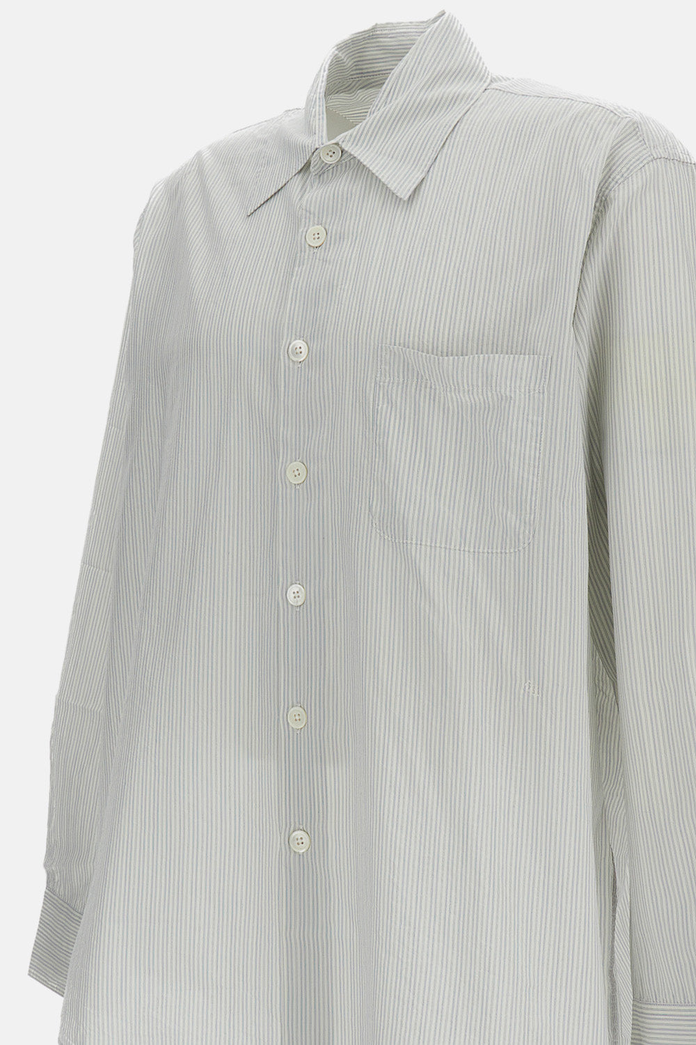 Striped White Cotton-Blend Overshirt