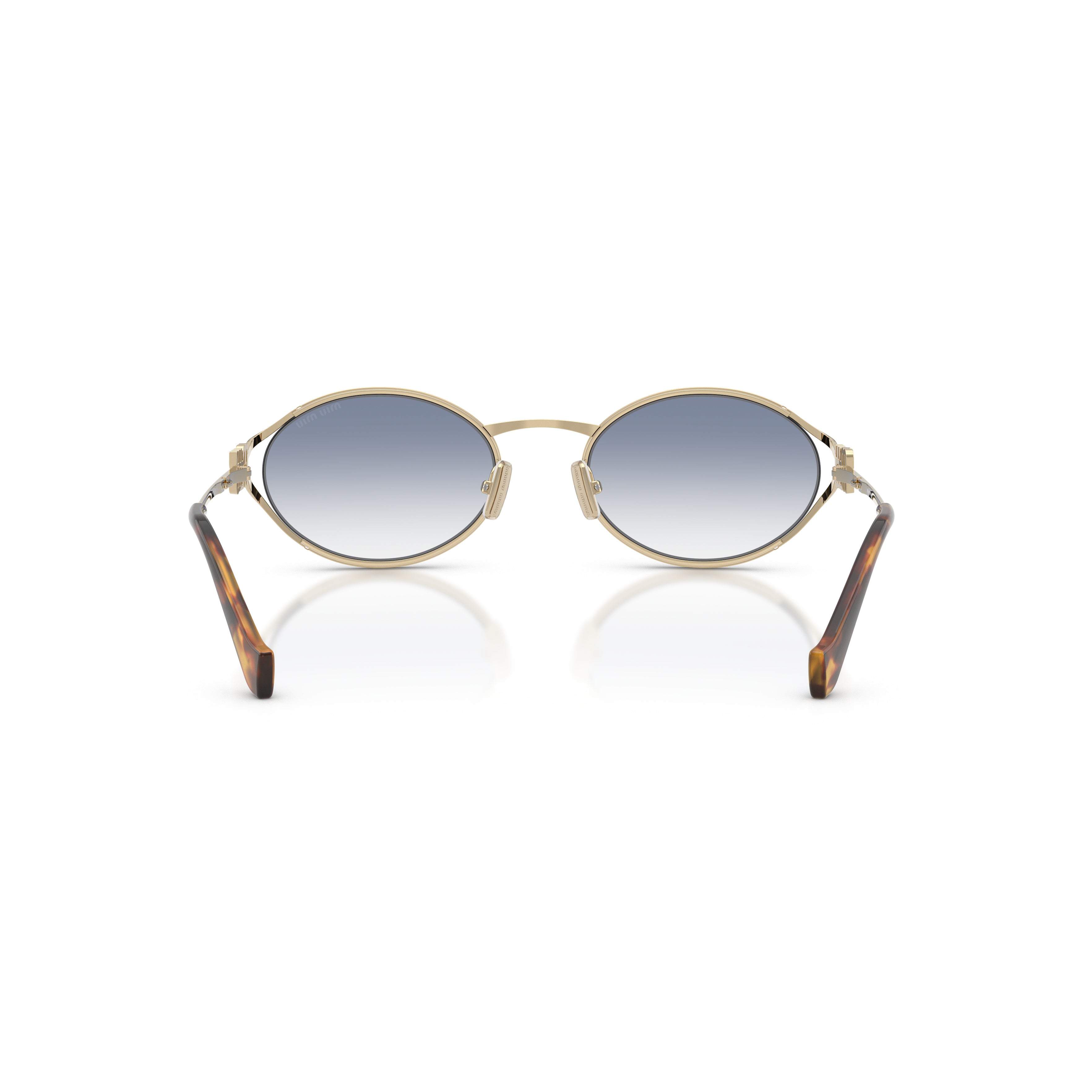 0mu 52ys Oval-Shaped Sunglasses with Gold Metal Frames